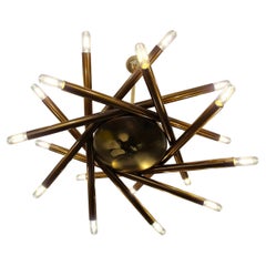 Rare Original Brass Sputnik Ceiling Lamp by Stilnovo, Italy, 1950