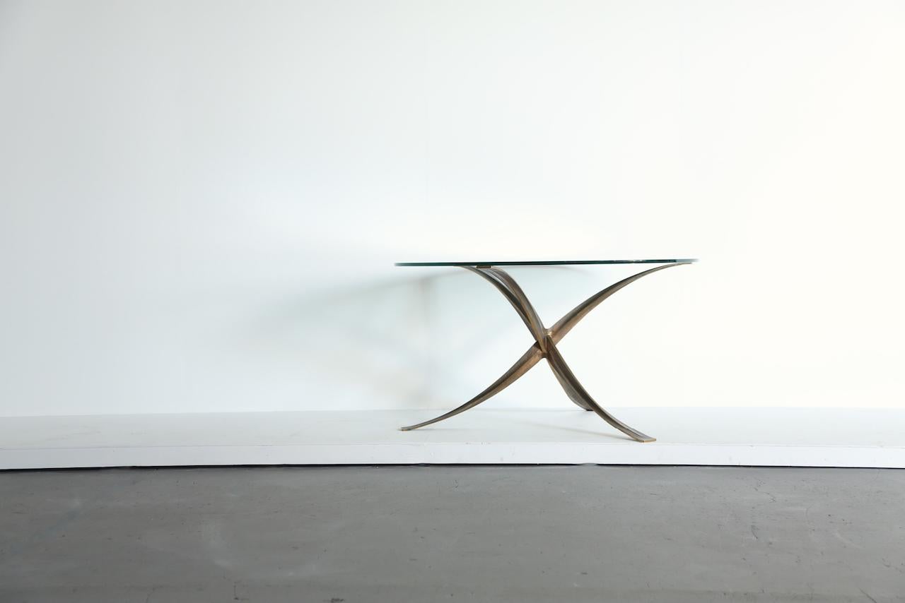 Rare table de salle à manger originale en bronze de Michel Mangematin, 