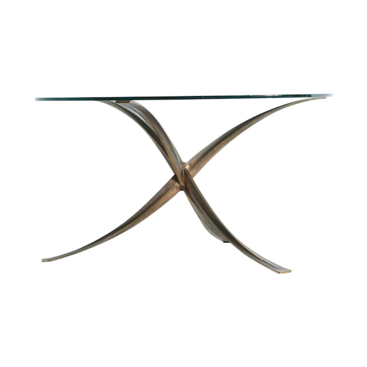 Rara mesa de comedor original Michel Mangematin de bronce, Francia, años 60