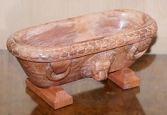 Rare Original Early 19th Century Roman Grand Tour Rosso Antico Marble Lion Bath