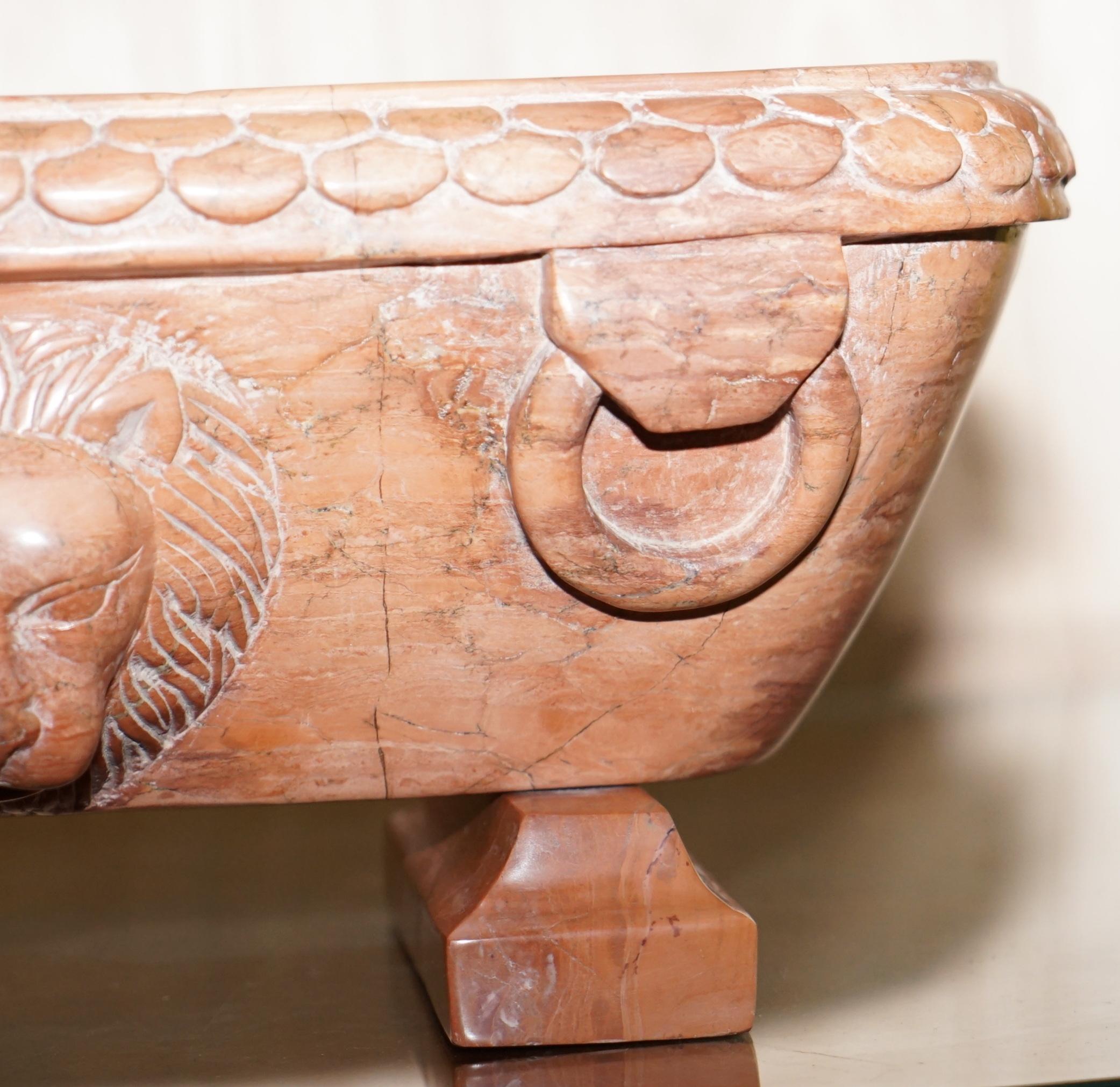 Rare Original Early 19th Century Roman Grand Tour Rosso Antico Marble Lion Bath For Sale 1