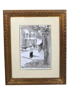 Raro acquerello originale Emilio Grau Sala Parisian Street