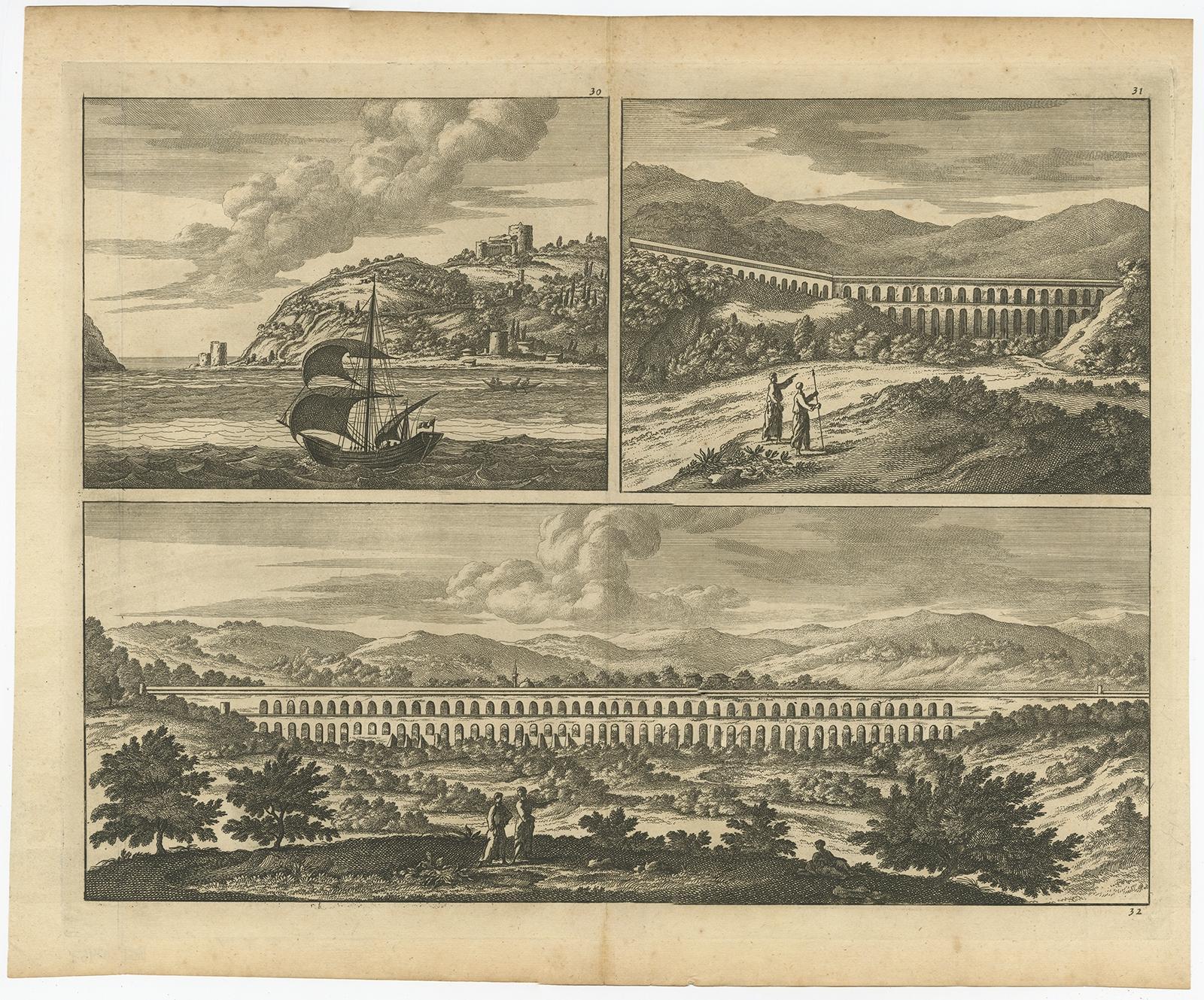 Untitled print with a view of the Bosphorus and the Black Sea. 

Right and below an aqueduct. Source unknown, to be determined. Please study image carefully.

Artists and Engravers: Anonymous.