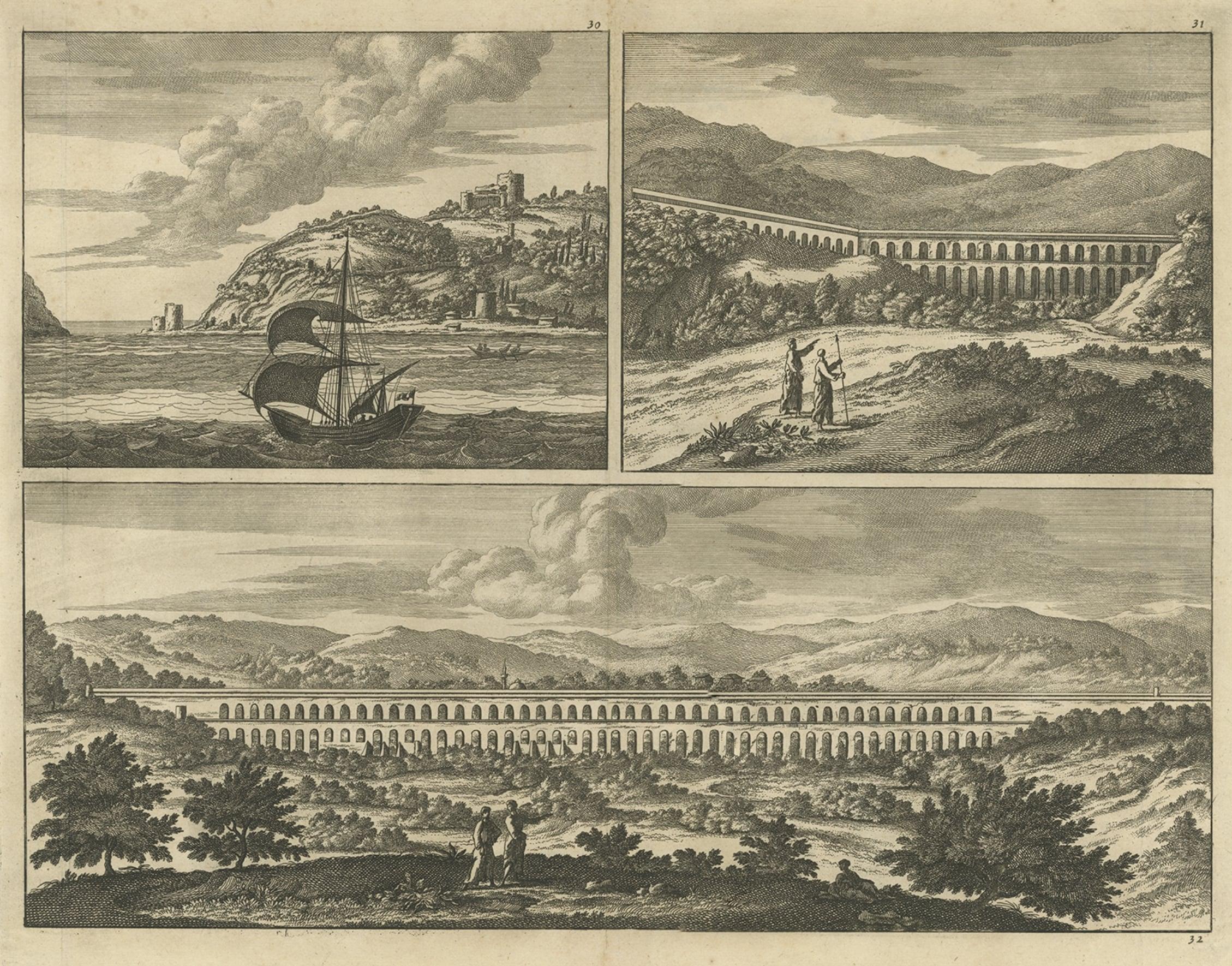 Rare Original Engraving with a View of the Bosphorus and the Black Sea, ca.1700 In Good Condition In Langweer, NL