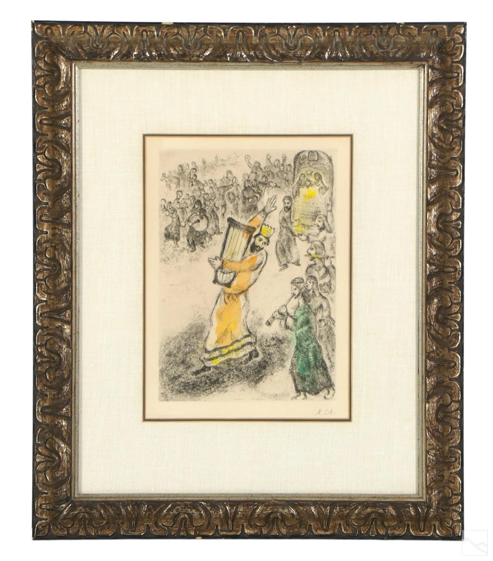 The Following Item we are Offering is A RARE IMPORTANT AND EXQUISITE HAND COLORED MARC CHAGALL (Russian, 1887-1985) Marc Chagall Signed and Numbered LIMITED EDITION Lithograph. Signed lower right, M. Ch., on Arches woven Paper Originally from World