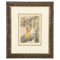 Rare Original Framed Handcolored Marc Chagall Etching Carrying Ark Egypt Exodus 