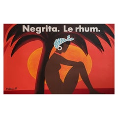 Vintage Rare Original French Advertising Poster 
NEGRITA
 Double Sheet, 1974 by Villemot