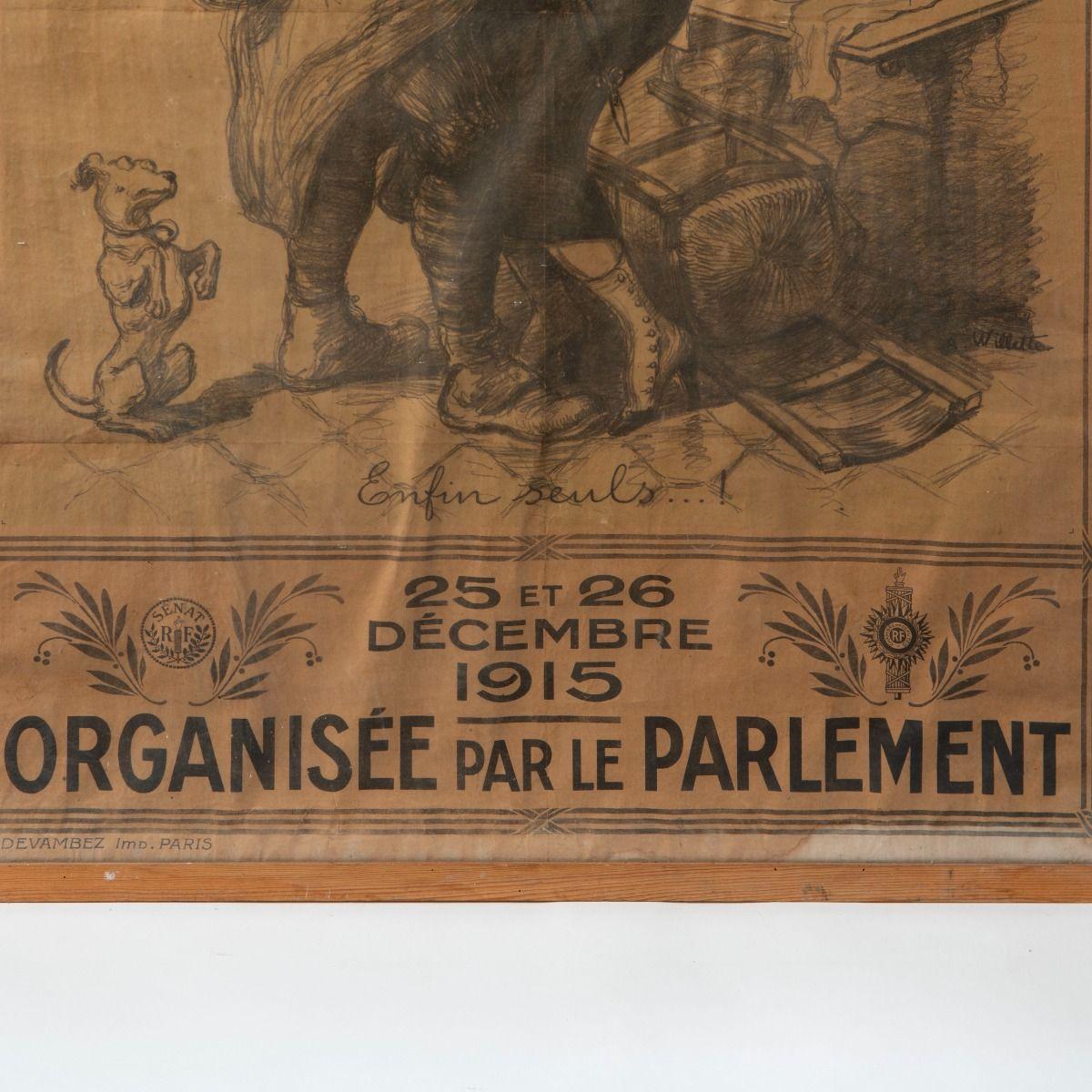 Raro poster originale francese in stile Art Nouveau - Journée du Poilu, 1915 In condizioni buone in vendita a Kastrup, DK