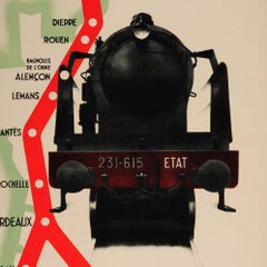 Rare Original French National and Southern Railway Cross Channel Services Poster
