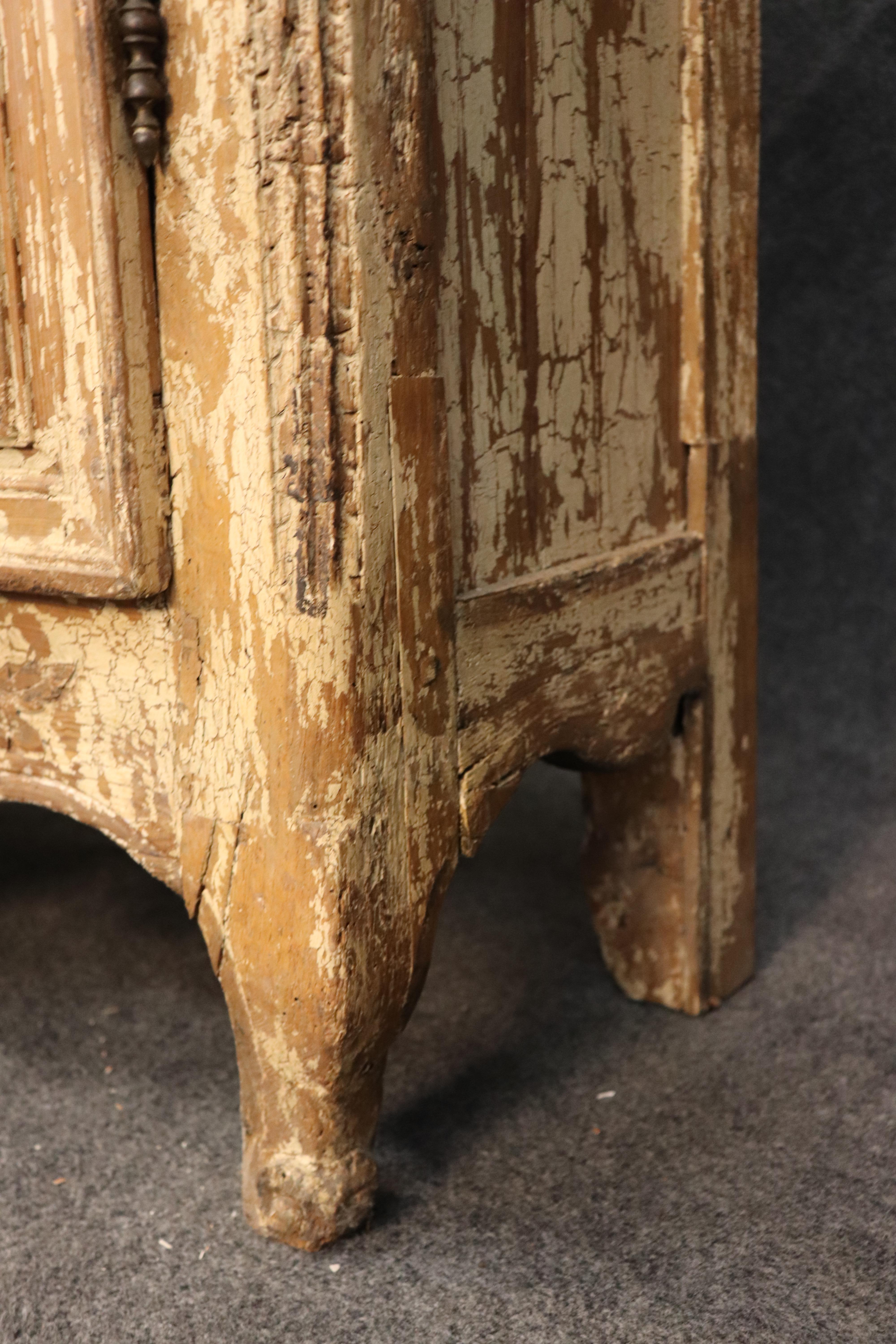 Rare Original French Normandy Chipped Milk-Paint Wedding Marriage Armoire 1800s For Sale 5