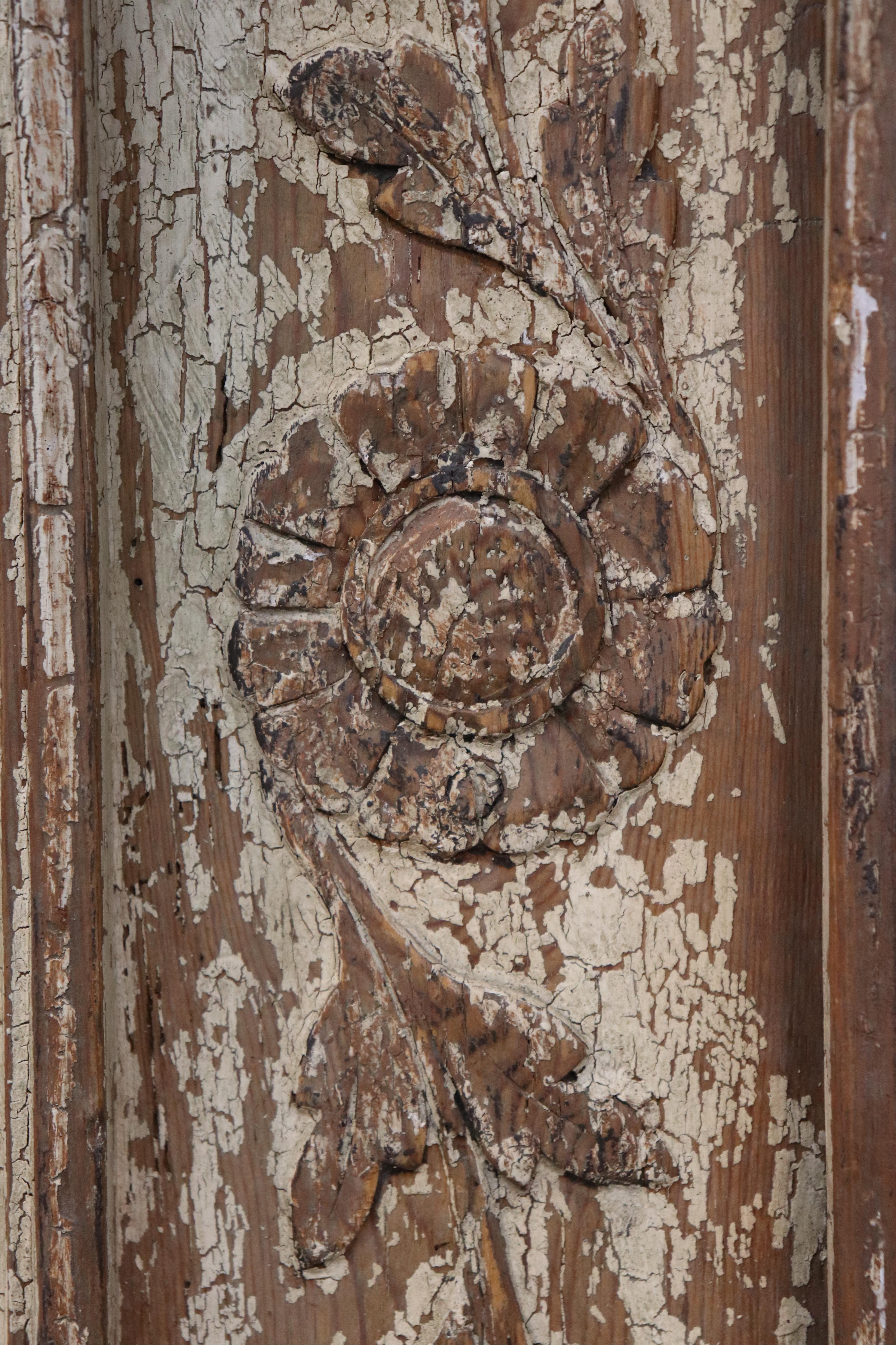 Rare Original French Normandy Chipped Milk-Paint Wedding Marriage Armoire 1800s For Sale 11