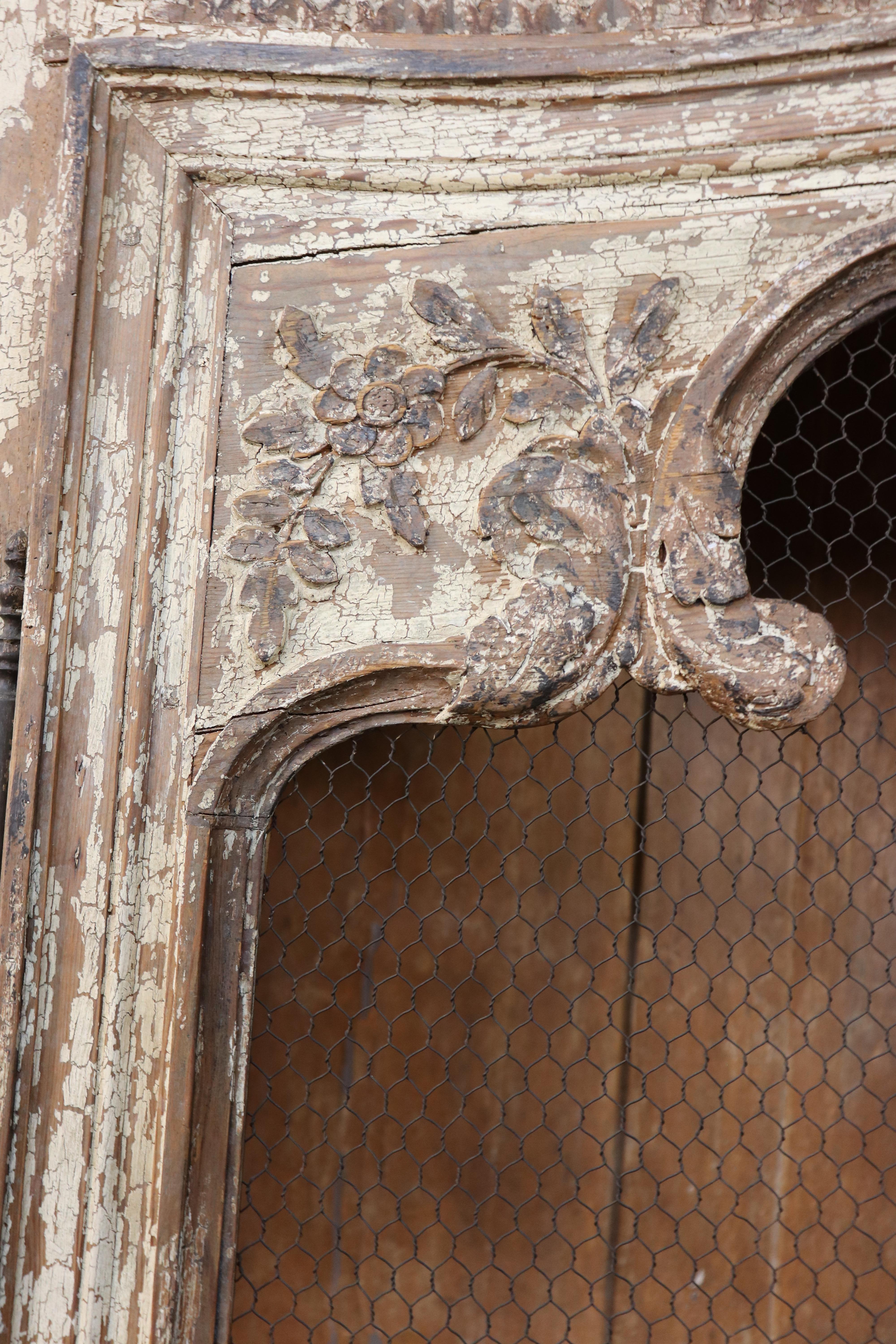 Rare Original French Normandy Chipped Milk-Paint Wedding Marriage Armoire 1800s For Sale 2