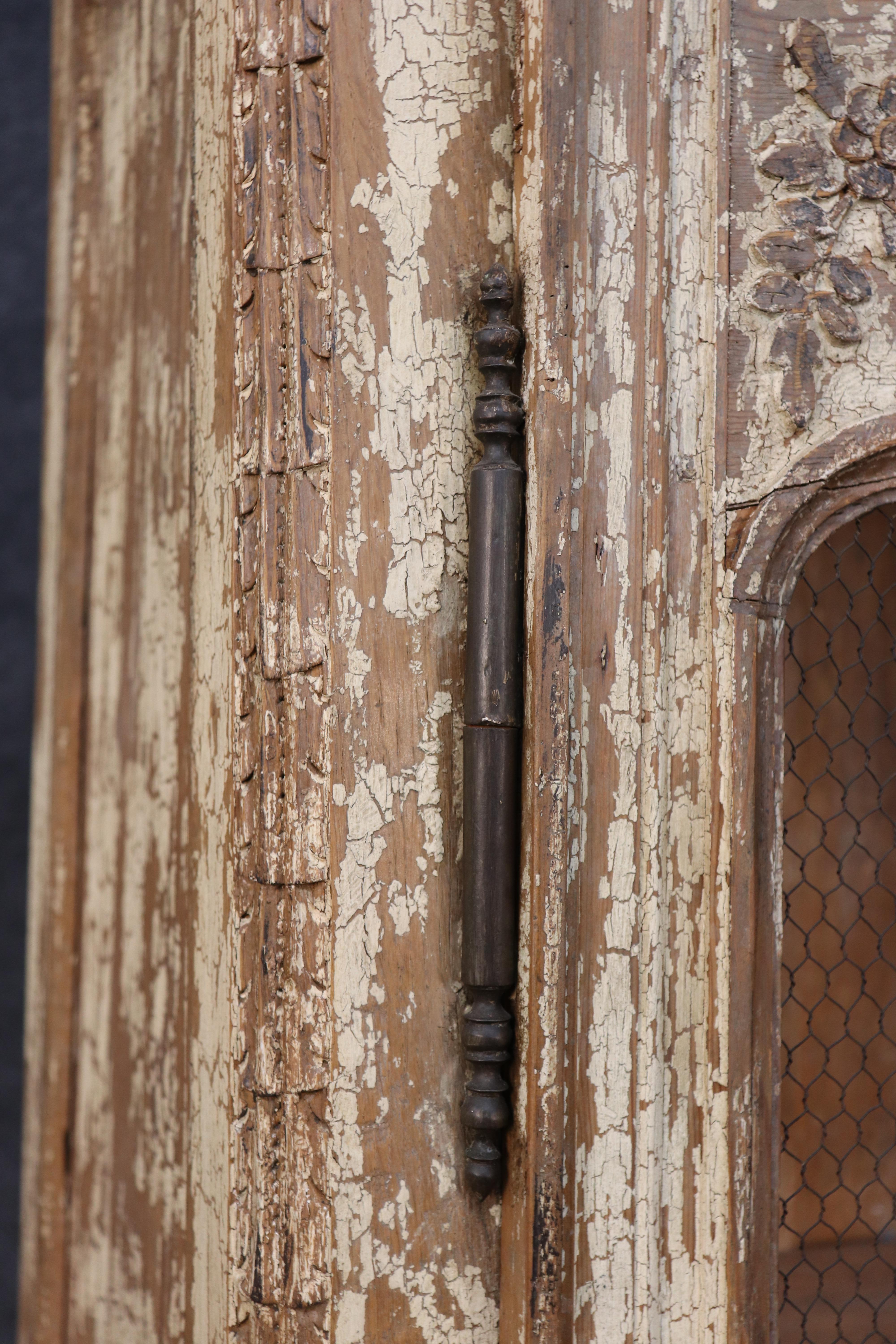 Rare Original French Normandy Chipped Milk-Paint Wedding Marriage Armoire 1800s For Sale 3