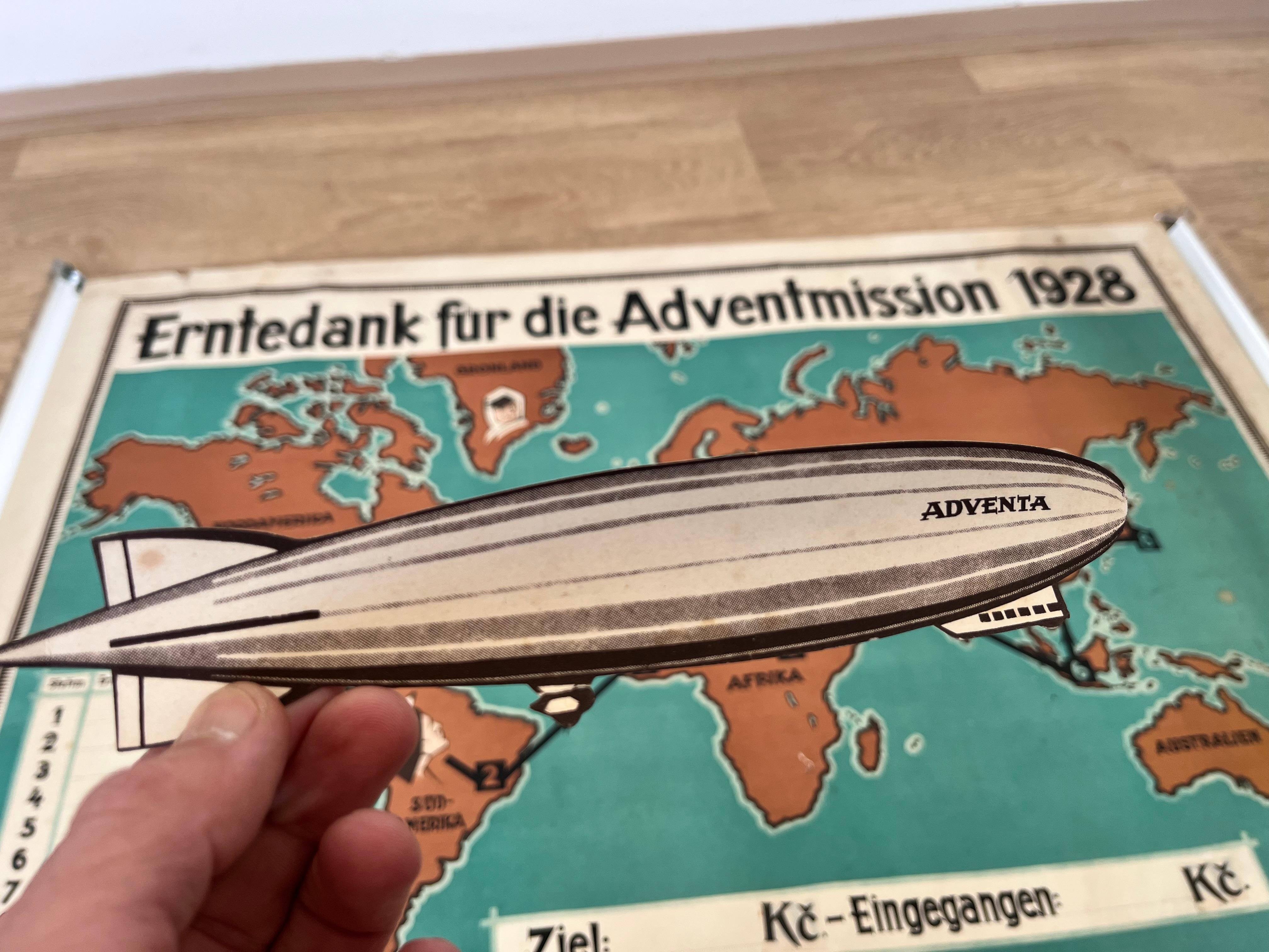 RARE !!! Original german airship travel poster - 1930s In Good Condition For Sale In Praha, CZ