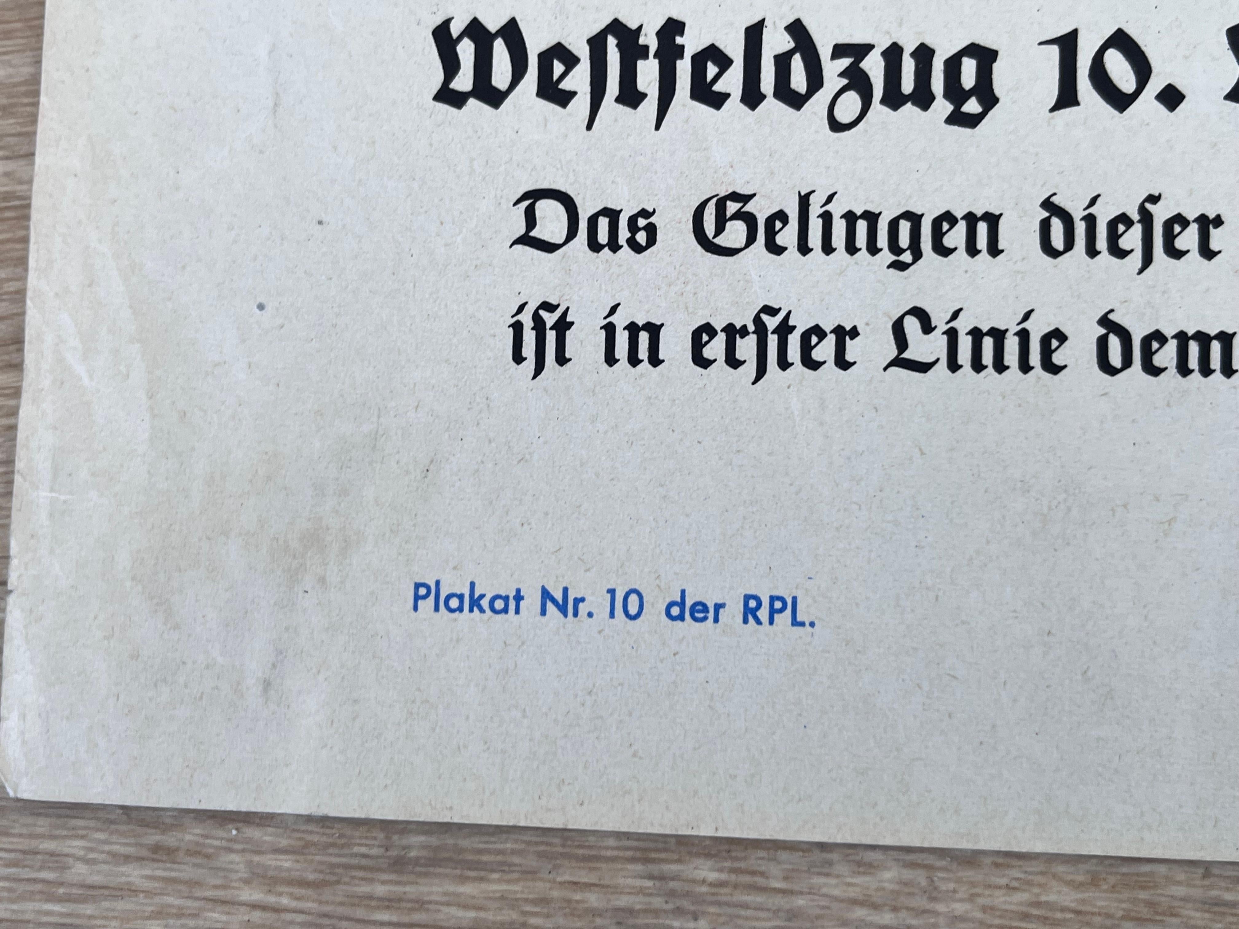 RARE !!! Original german military second world war 2 - WWII poster - 1940 In Good Condition For Sale In Praha, CZ