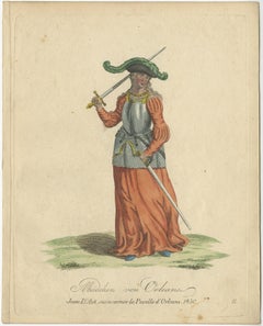 Rare Original Hand-Colored Engraving of Joan of Arc from Orleans, France, 1805