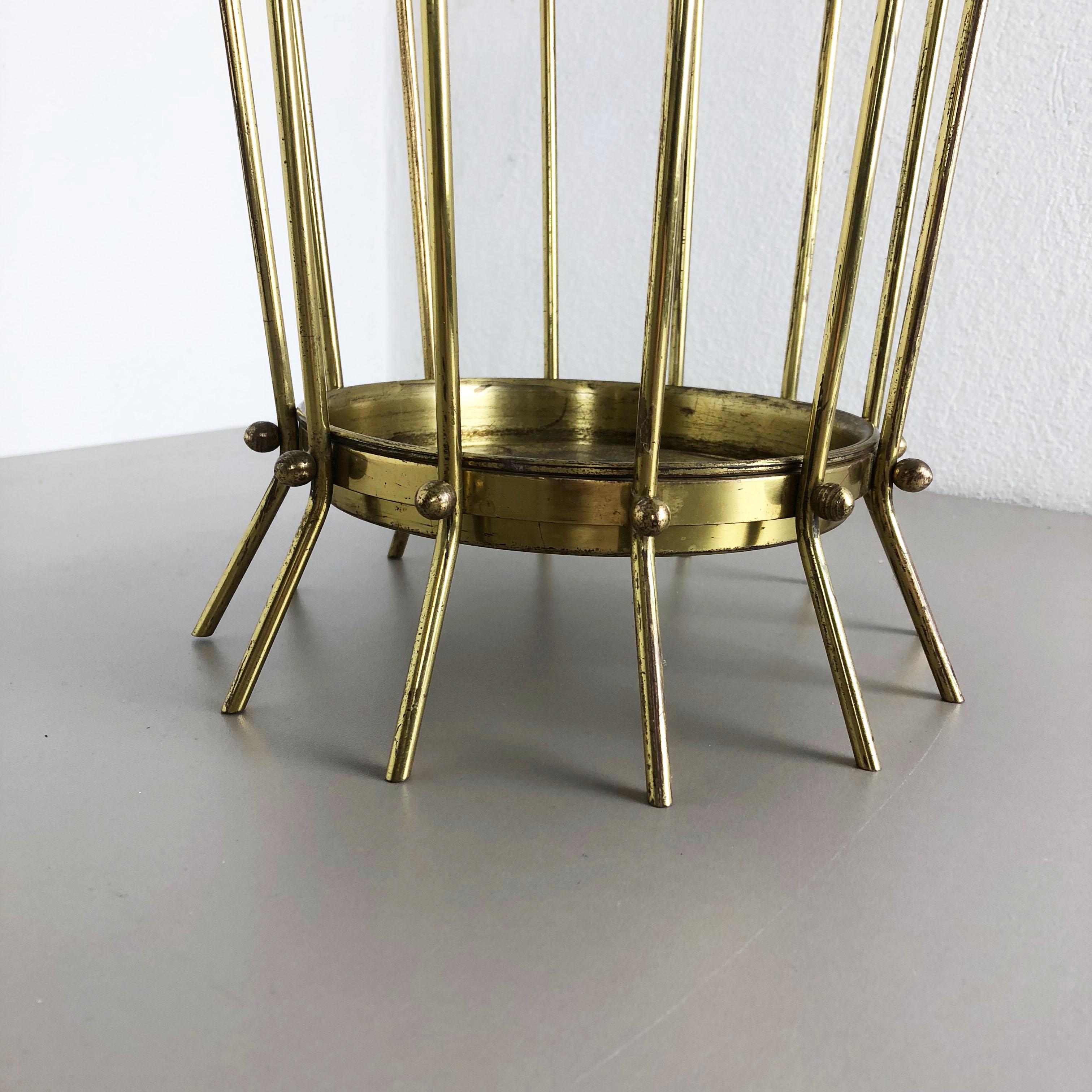 Metal Rare Original Hollywood Regency Bauhaus Brass Umbrella Stand, Austria, 1960s