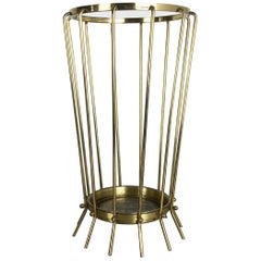 Rare Original Hollywood Regency Bauhaus Brass Umbrella Stand, Austria, 1960s