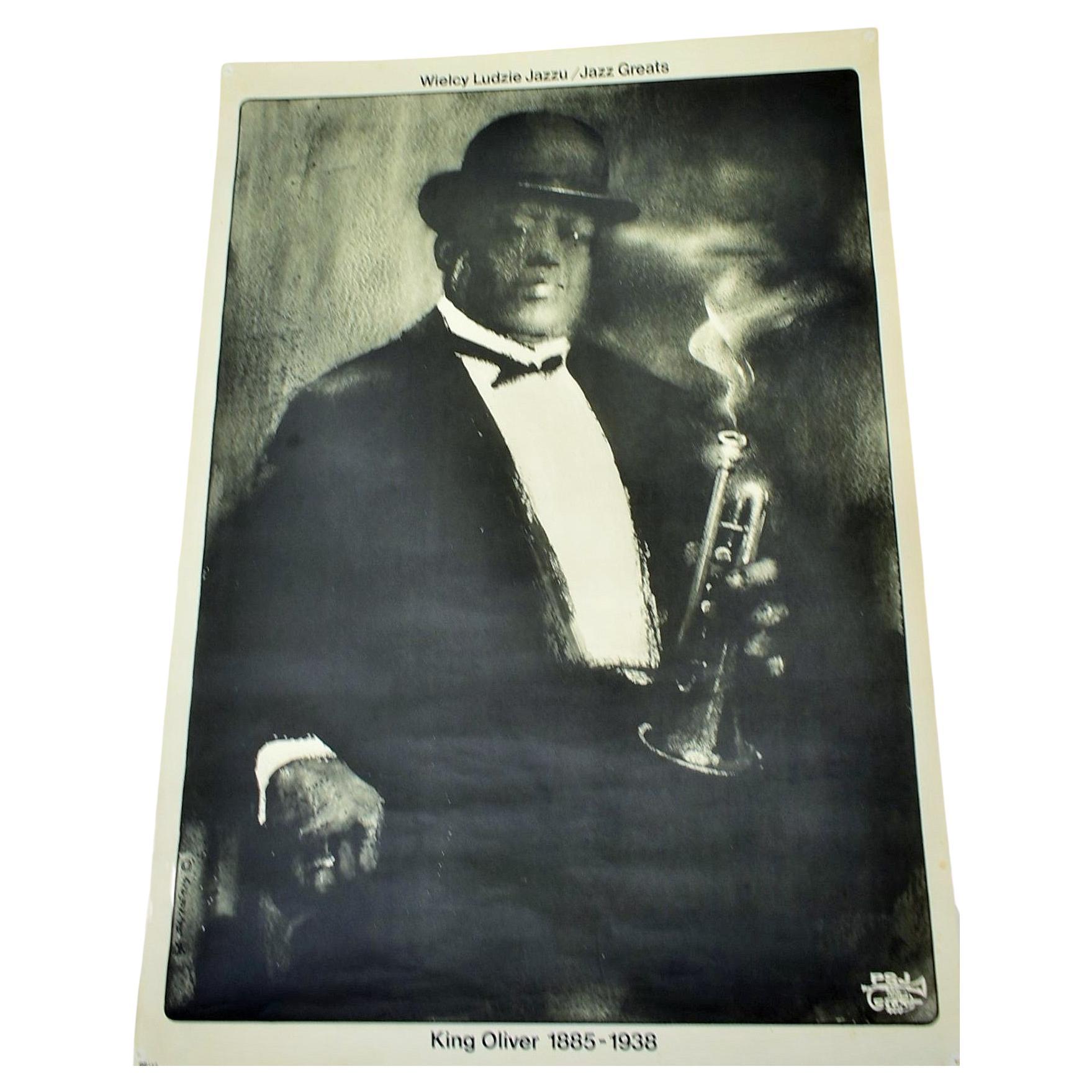 Rare Original Jazz Poster of King Oliver '1885-1938' by Swierzy For Sale