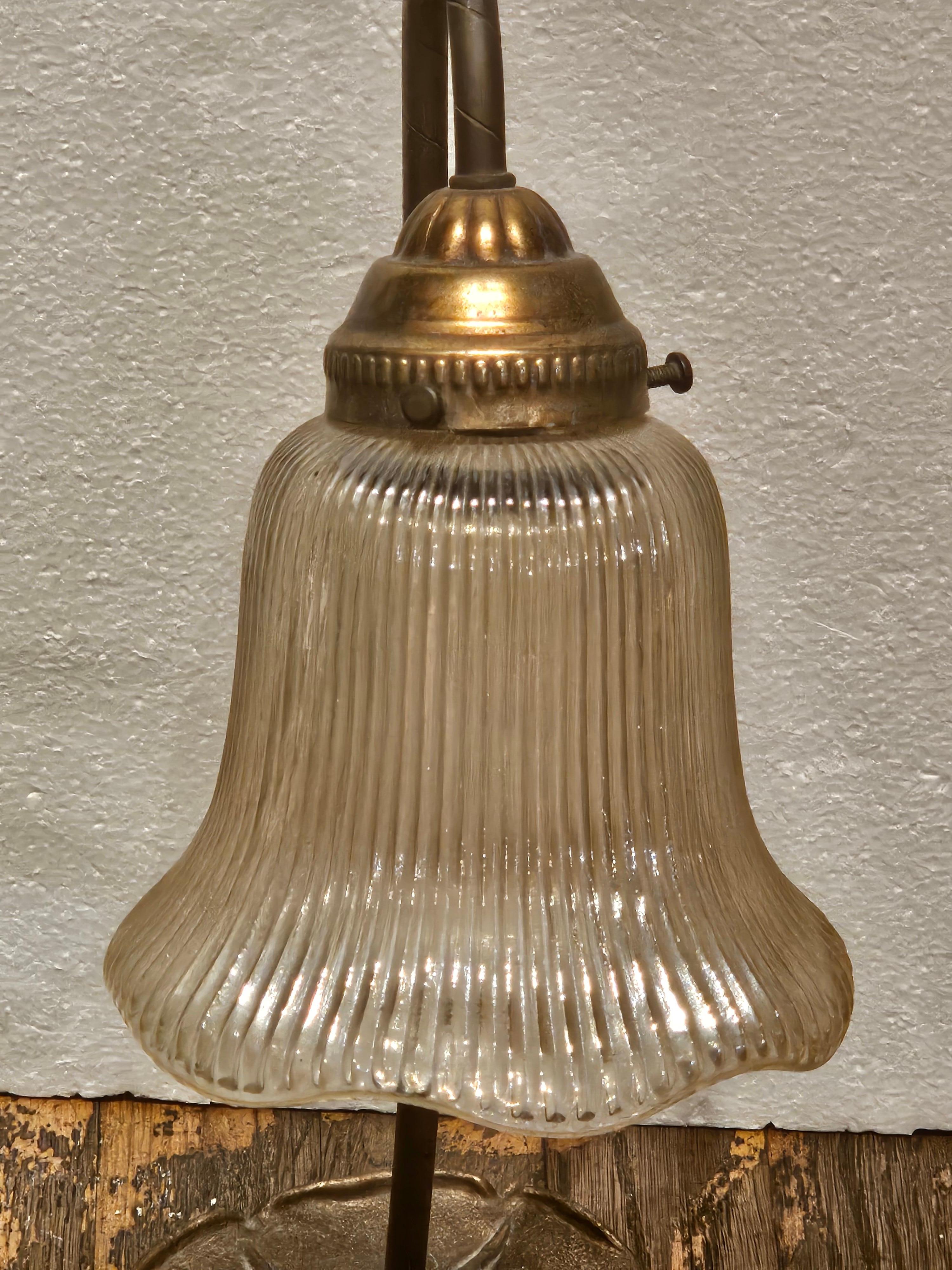 Unknown Rare Original Large Important Fancy 1920s Bronze Lily Art Deco Lamp For Sale