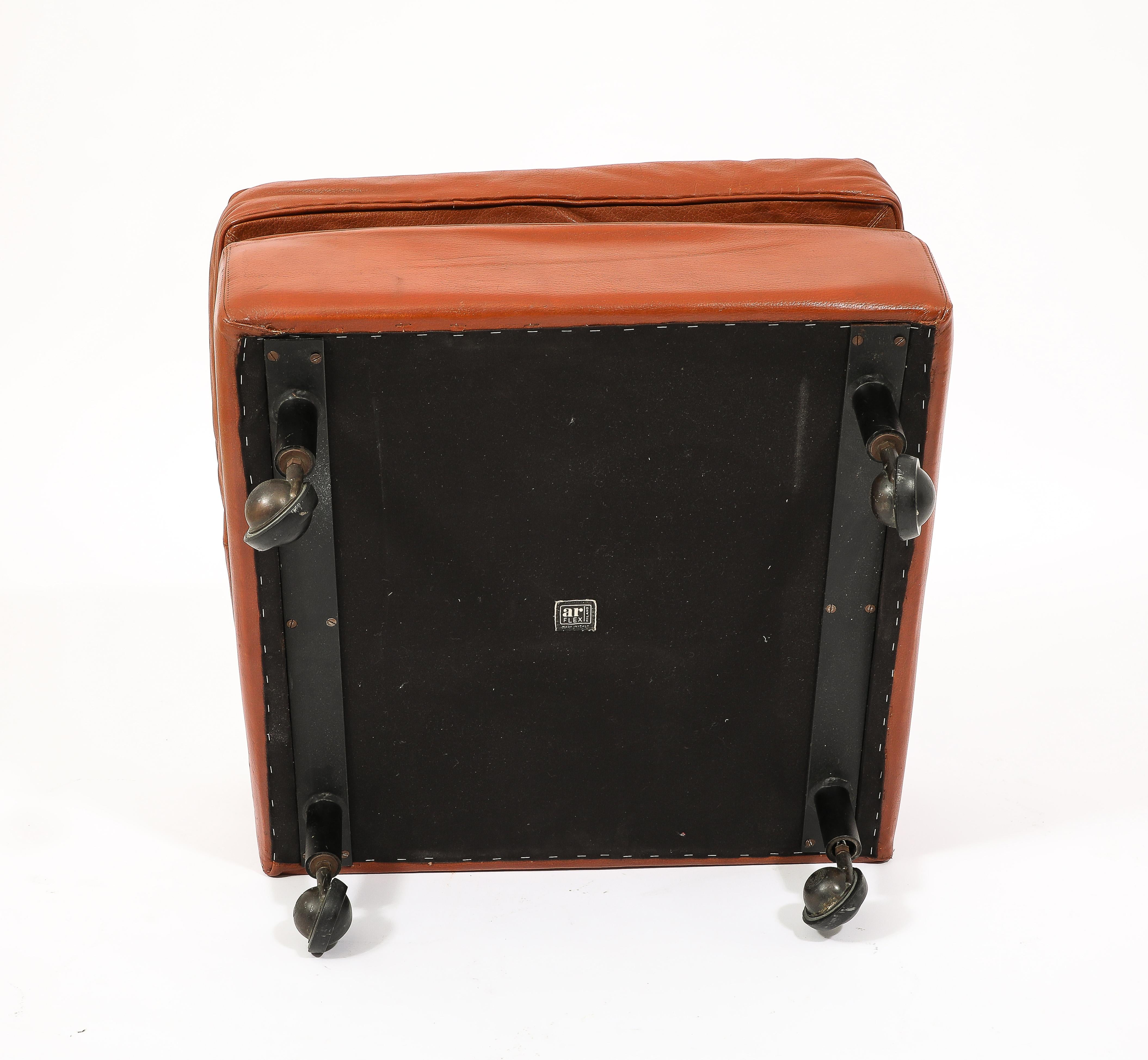 Rare Original Leather Armchair & Ottoman by Marco Zanuso, Italy 1960's For Sale 12