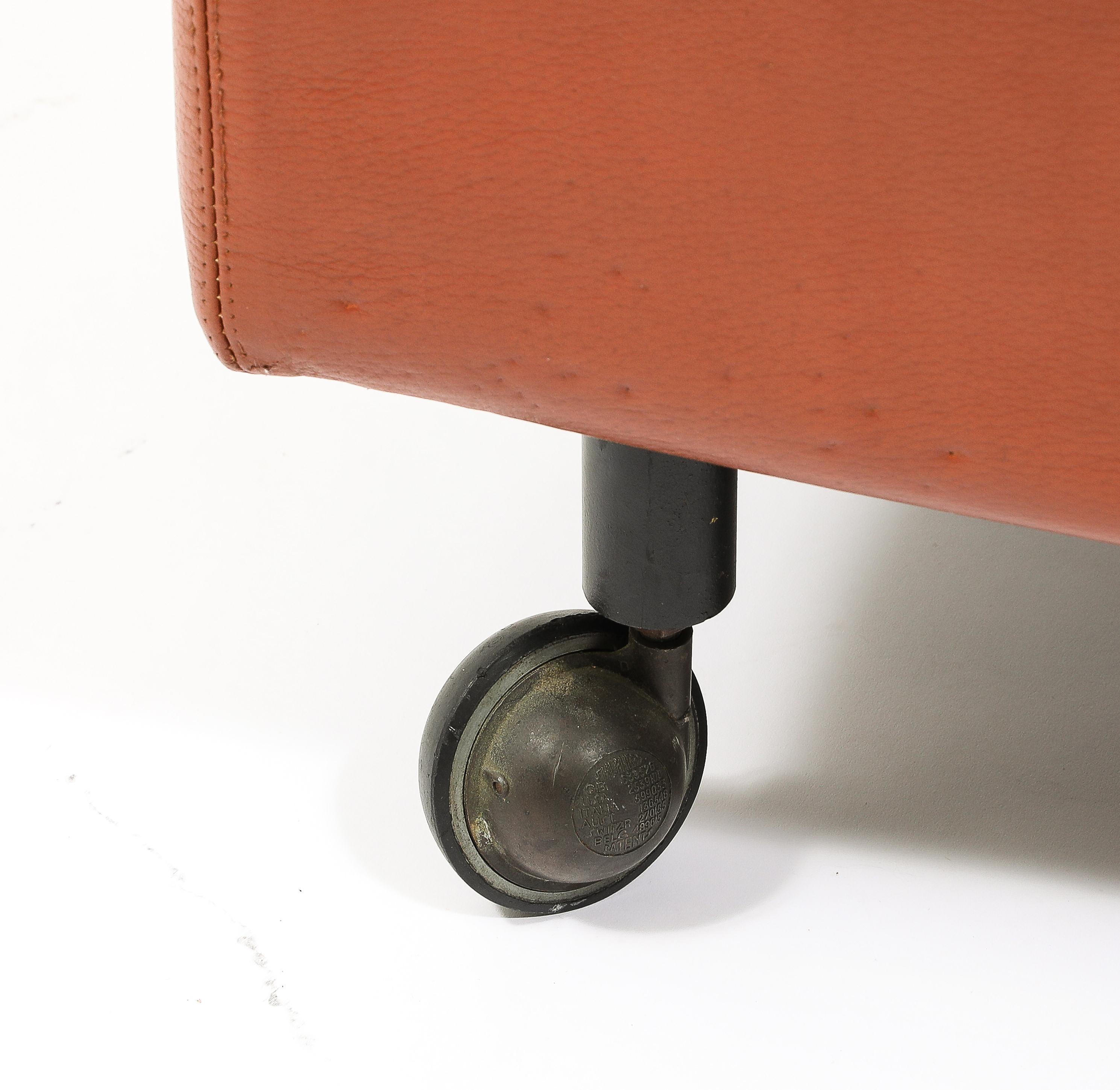 Mid-Century Modern Rare Original Leather Armchair & Ottoman by Marco Zanuso, Italy 1960's For Sale