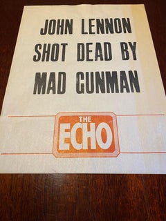 Rare Original Liverpool Echo Billboard Poster Announcing Death of John Lennon.