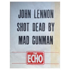 Rare Original Liverpool Echo Billboard Poster Announcing Death of John Lennon.
