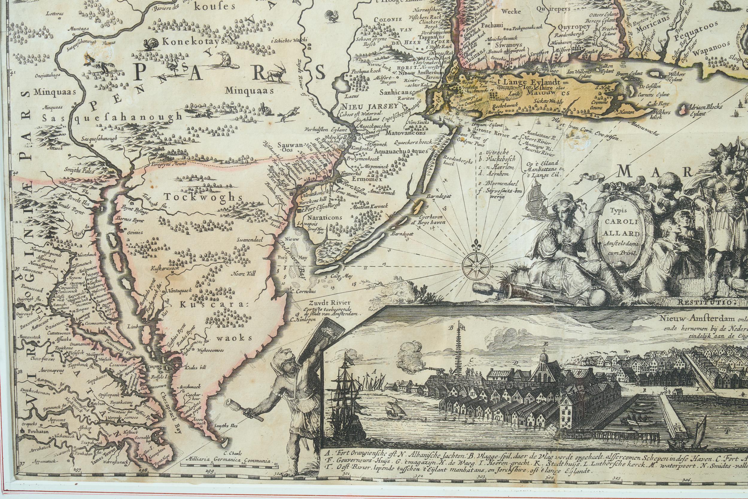 Paper Rare Original Map of New Amsterdam (New York) – “Restitutio”, ca. 1674 – For Sale