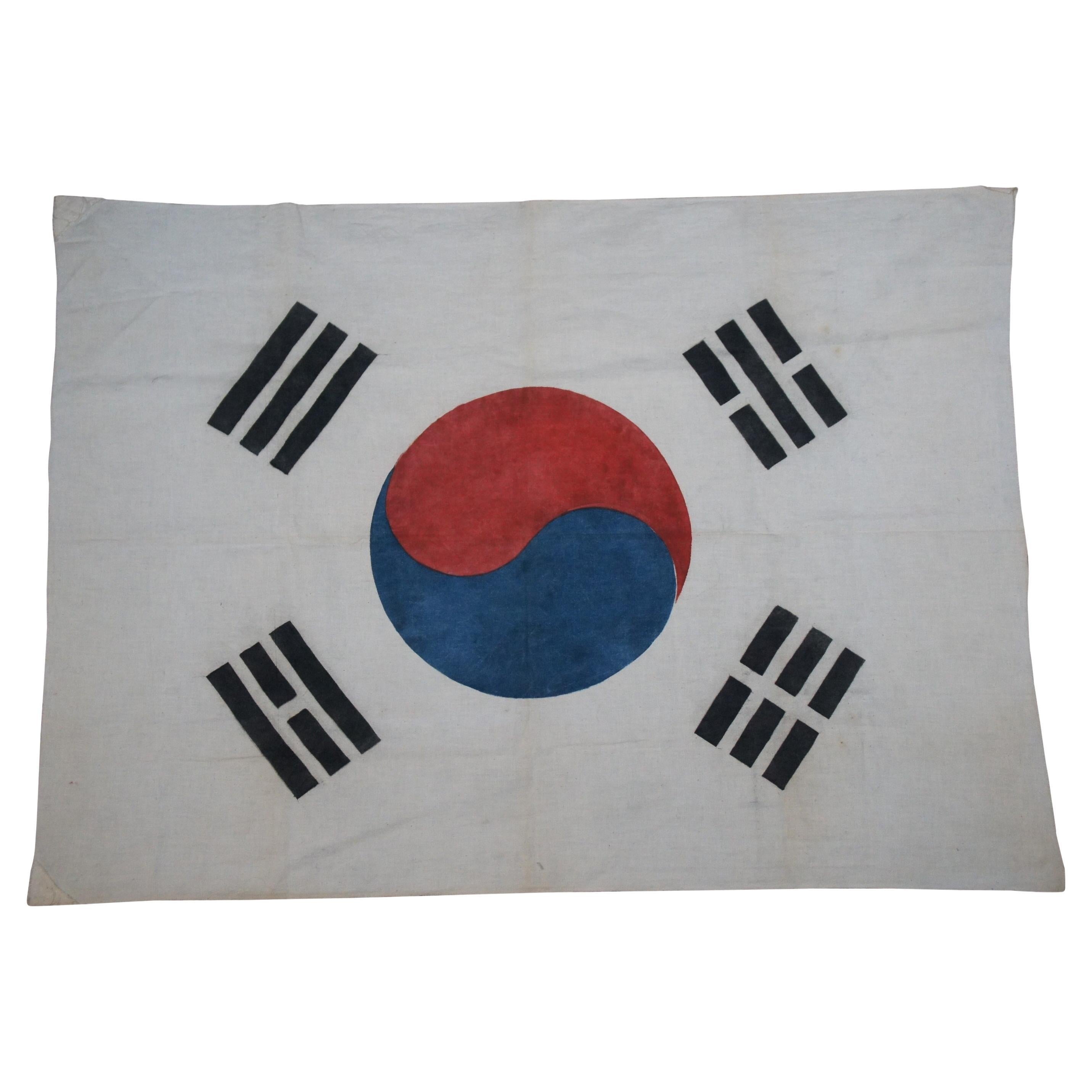 Rara Bandera Taegeukgi Original de mediados de los años 50 de la Guerra de Corea del Sur 48"