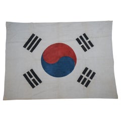 Rare Original Mid Century 1950s South Korea Korean War Taegeukgi Flag 48"