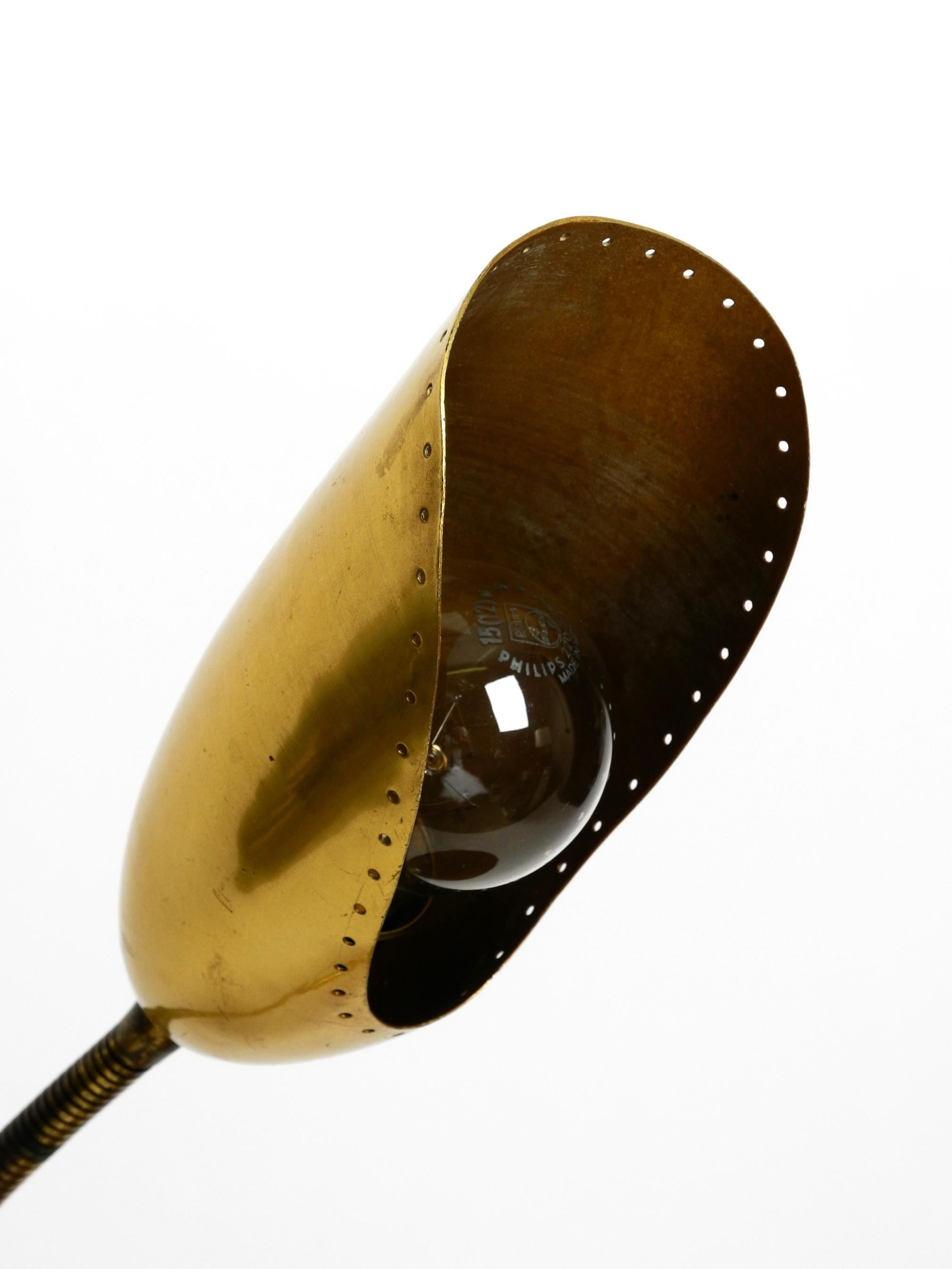 Rare Original Mid-Century Brass Gooseneck Clamp Lamp 2