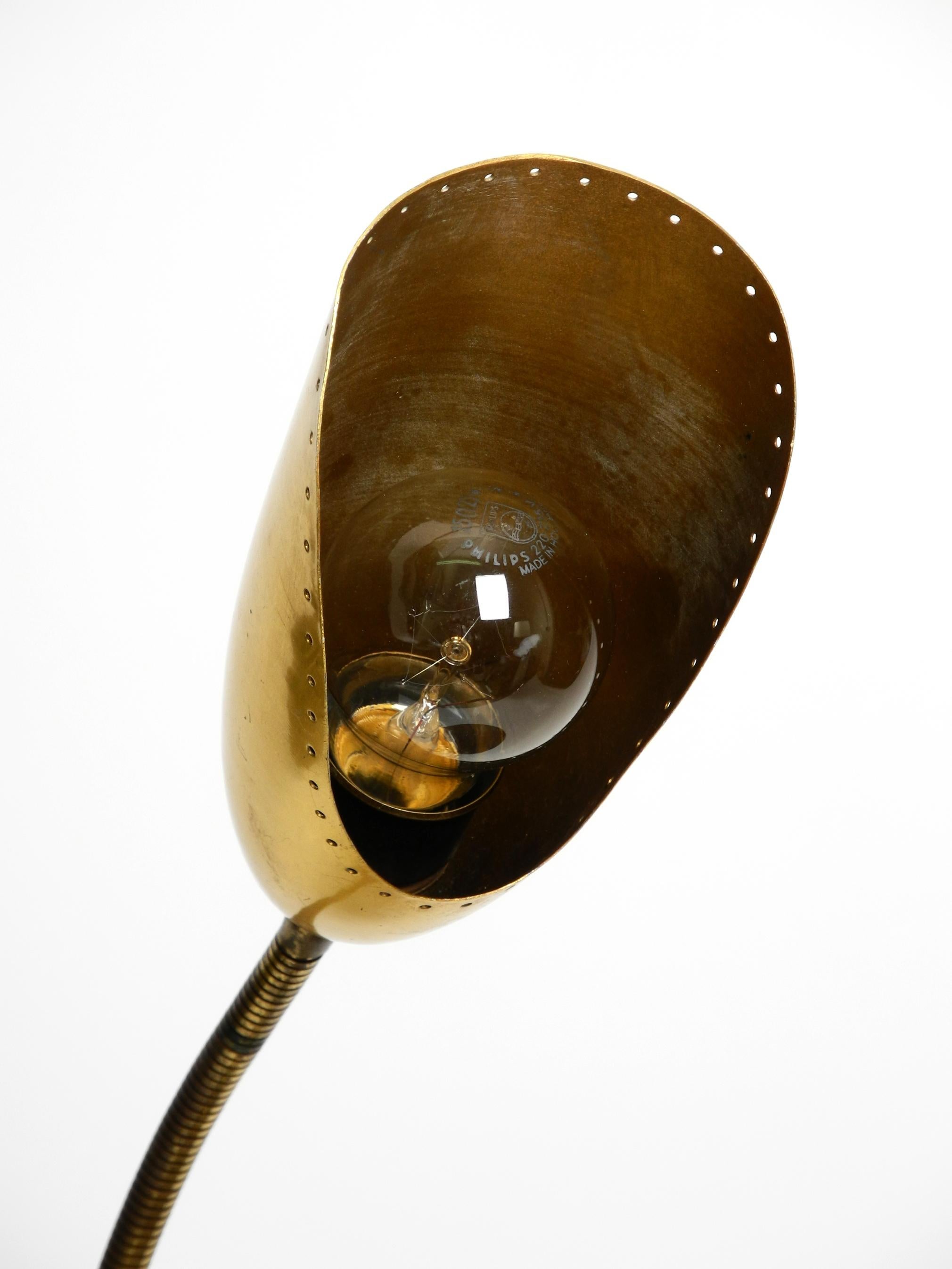 Rare Original Mid-Century Brass Gooseneck Clamp Lamp 3