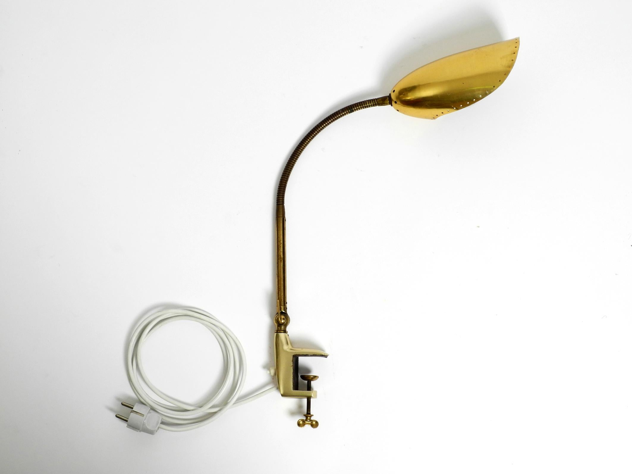 Rare Original Mid-Century Brass Gooseneck Clamp Lamp 6