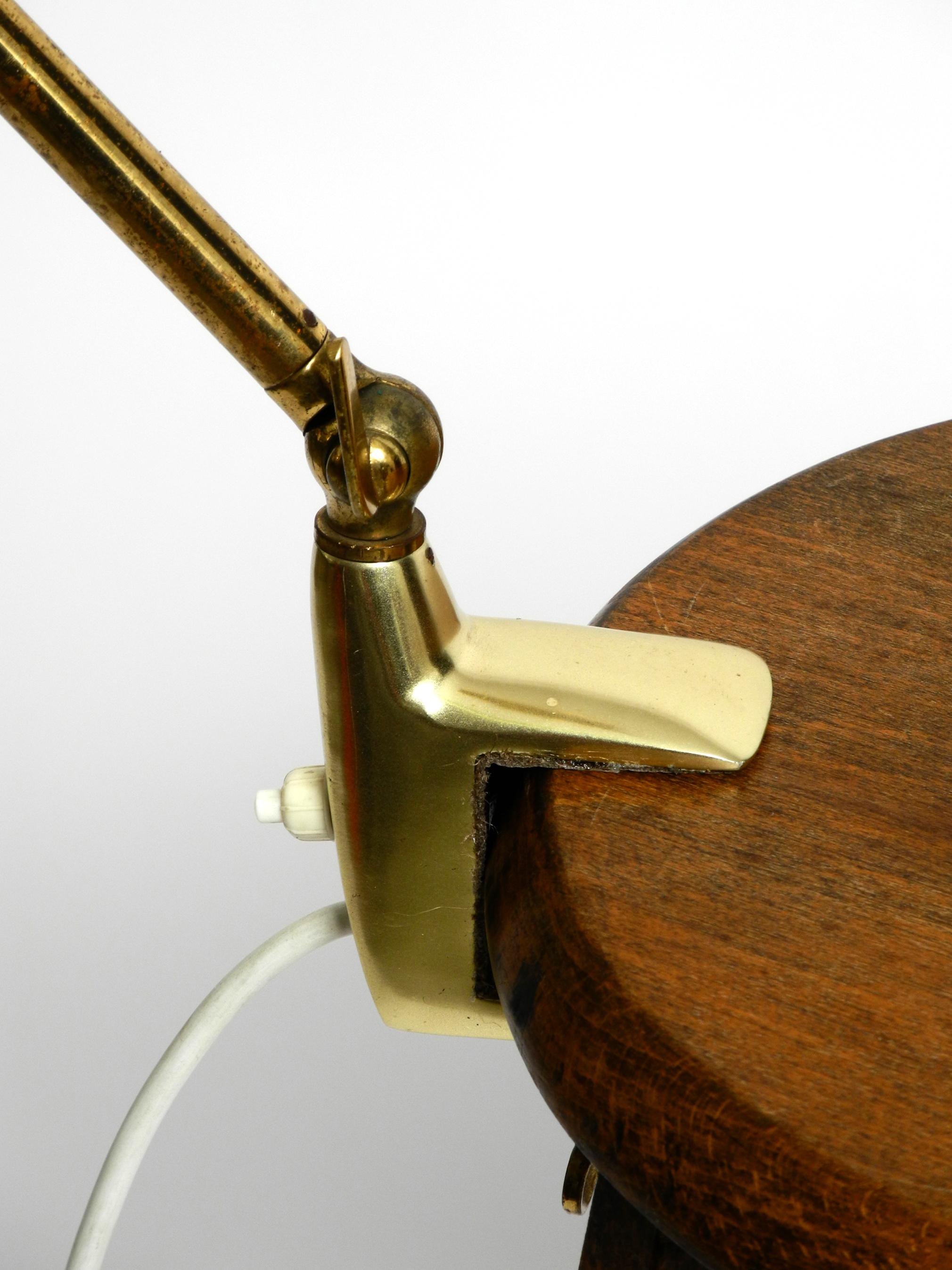 Rare Original Mid-Century Brass Gooseneck Clamp Lamp 10
