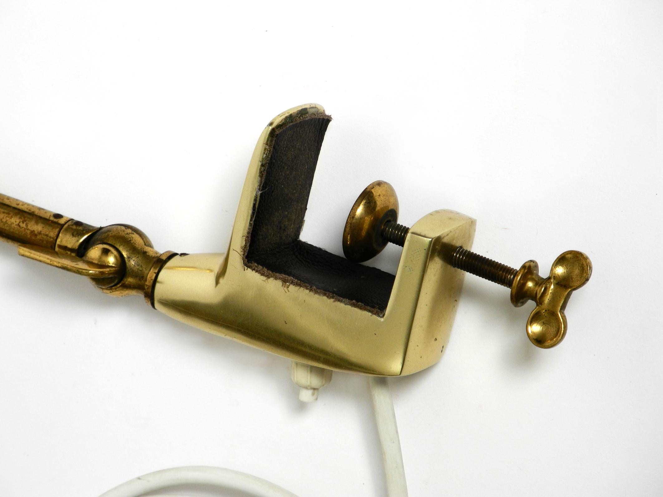 Rare Original Mid-Century Brass Gooseneck Clamp Lamp 11