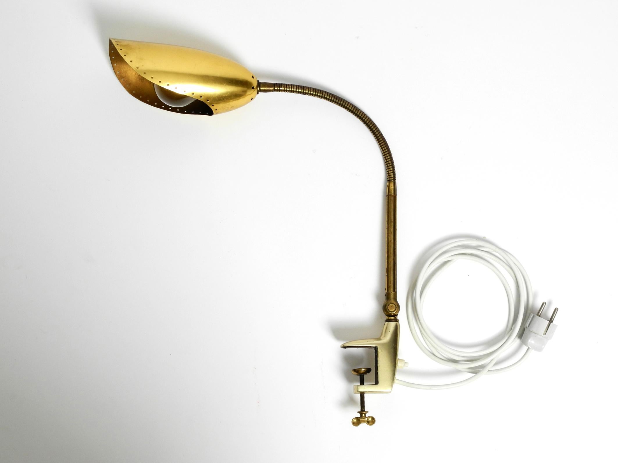 Mid-Century Modern Rare Original Mid-Century Brass Gooseneck Clamp Lamp