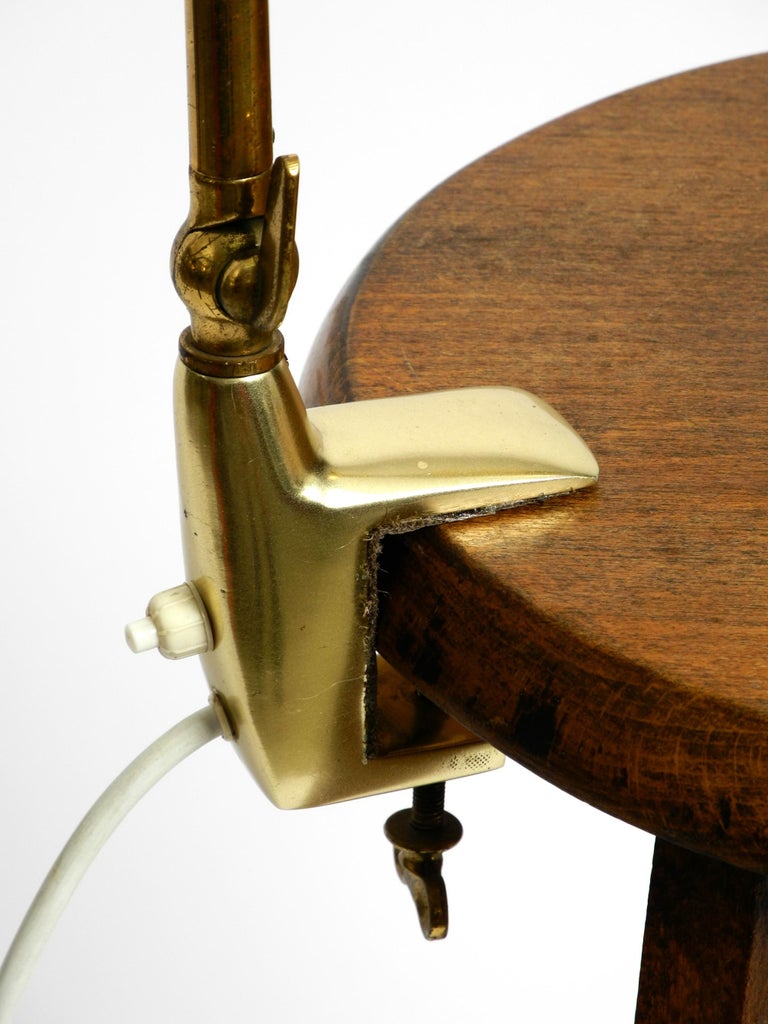 Rare Original MidCentury Brass Gooseneck Clamp Lamp For Sale at 1stDibs