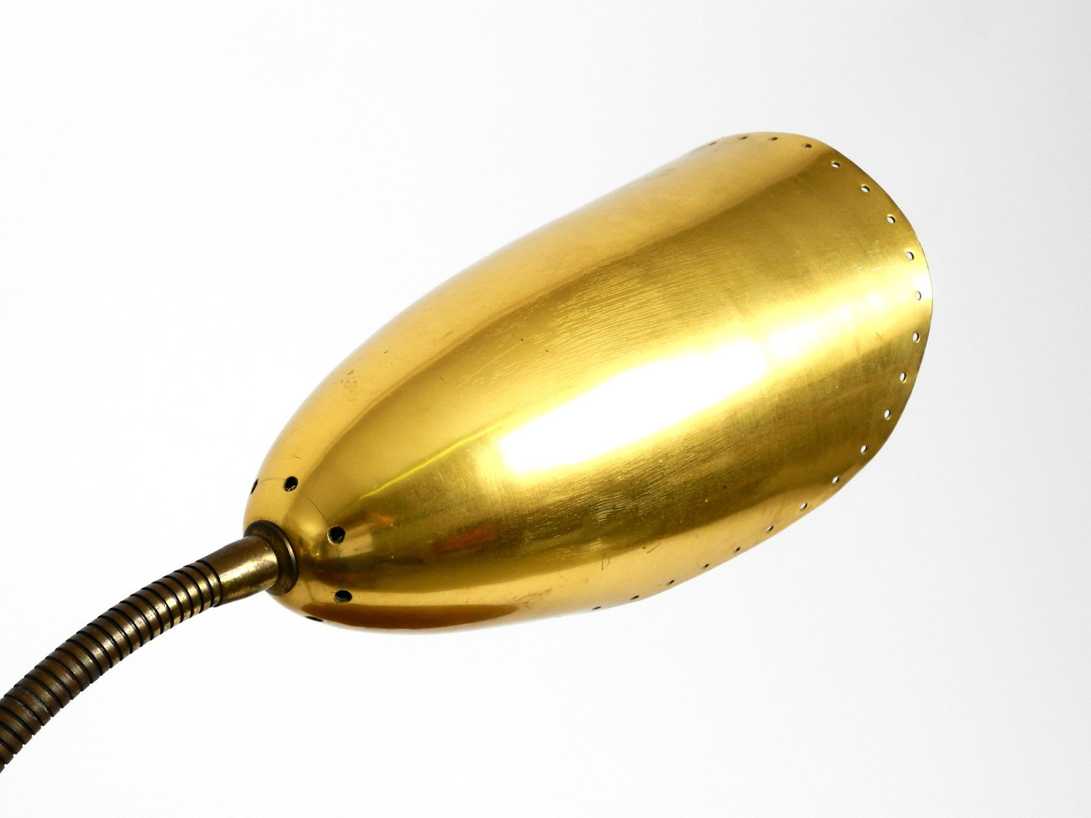 Aluminum Rare Original Mid-Century Brass Gooseneck Clamp Lamp