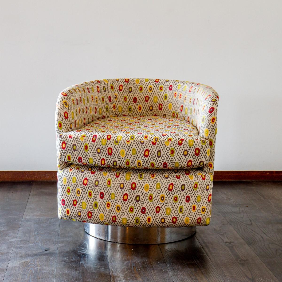 Mid-Century Modern Rare Original Milo Baughman Steel Wrapped Swivel Chair 1970s