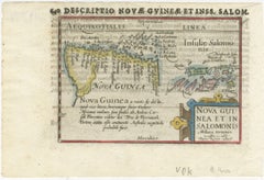 Rare Original Miniature Map of Papua New Guinea and the Salomon Islands, 1600