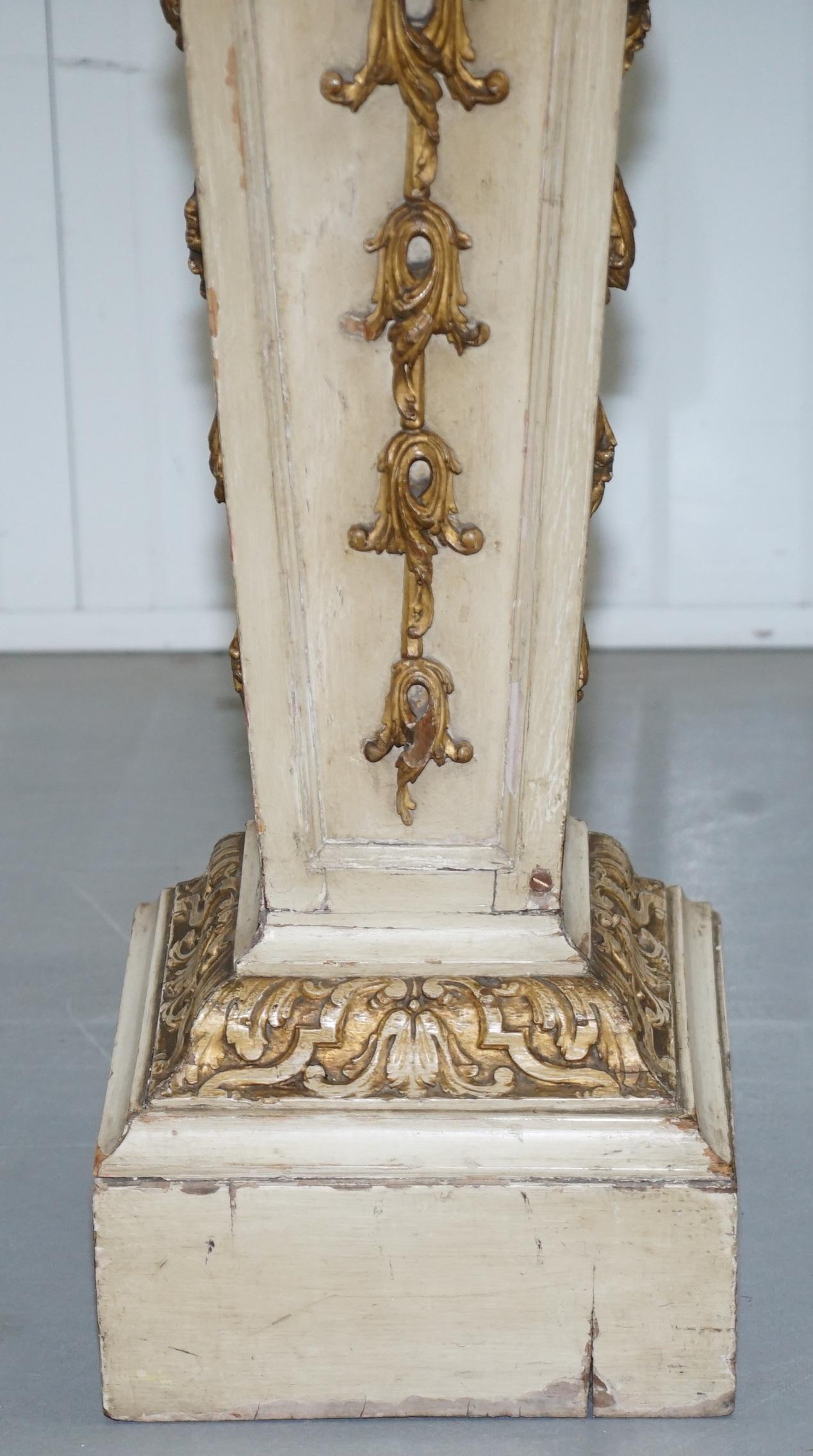 Fruitwood Rare Original Paint 18th Century Neoclassical Marble Topped Stand Busts Plants