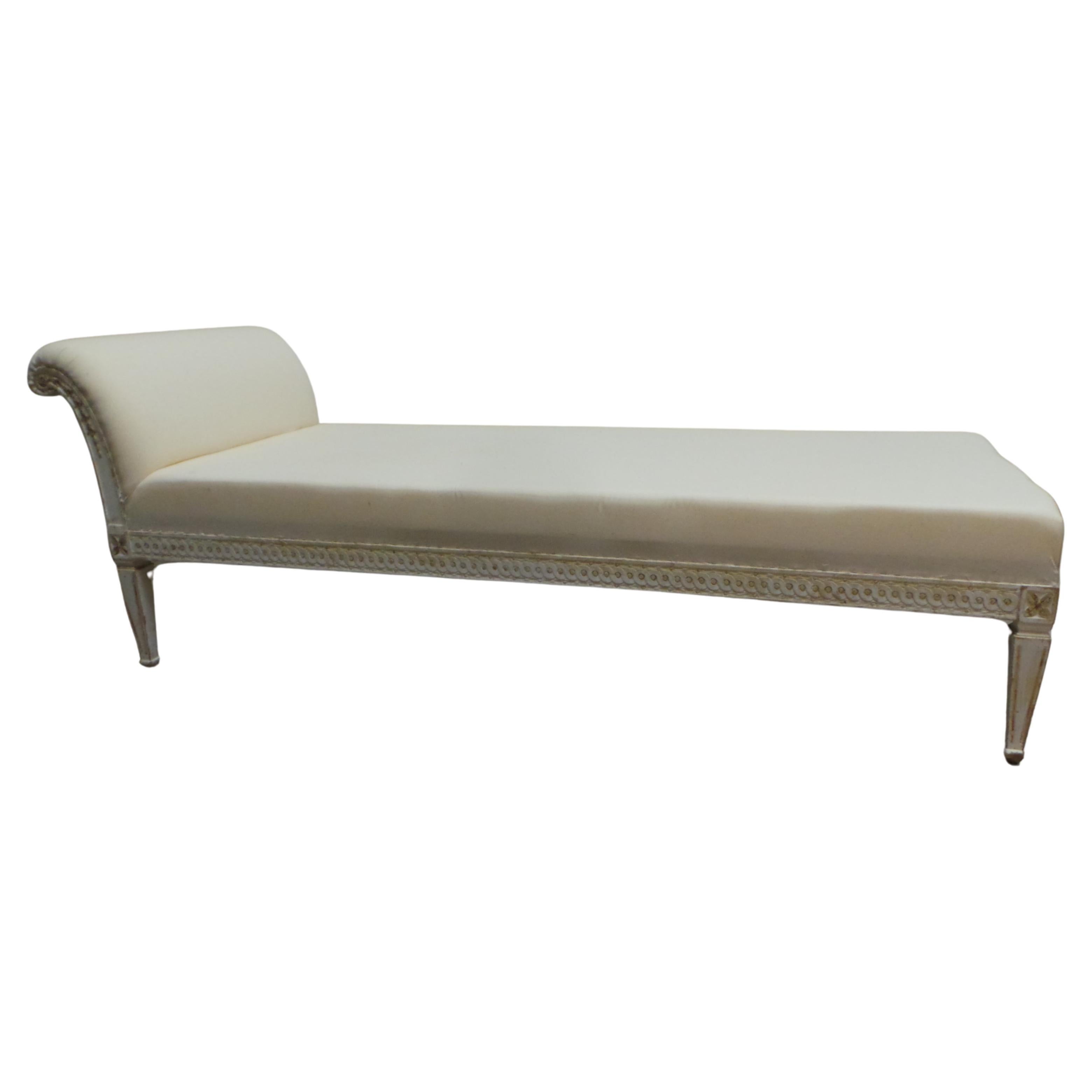 Rare Original Painted Swedish Gustavian Chaise Lounge For Sale
