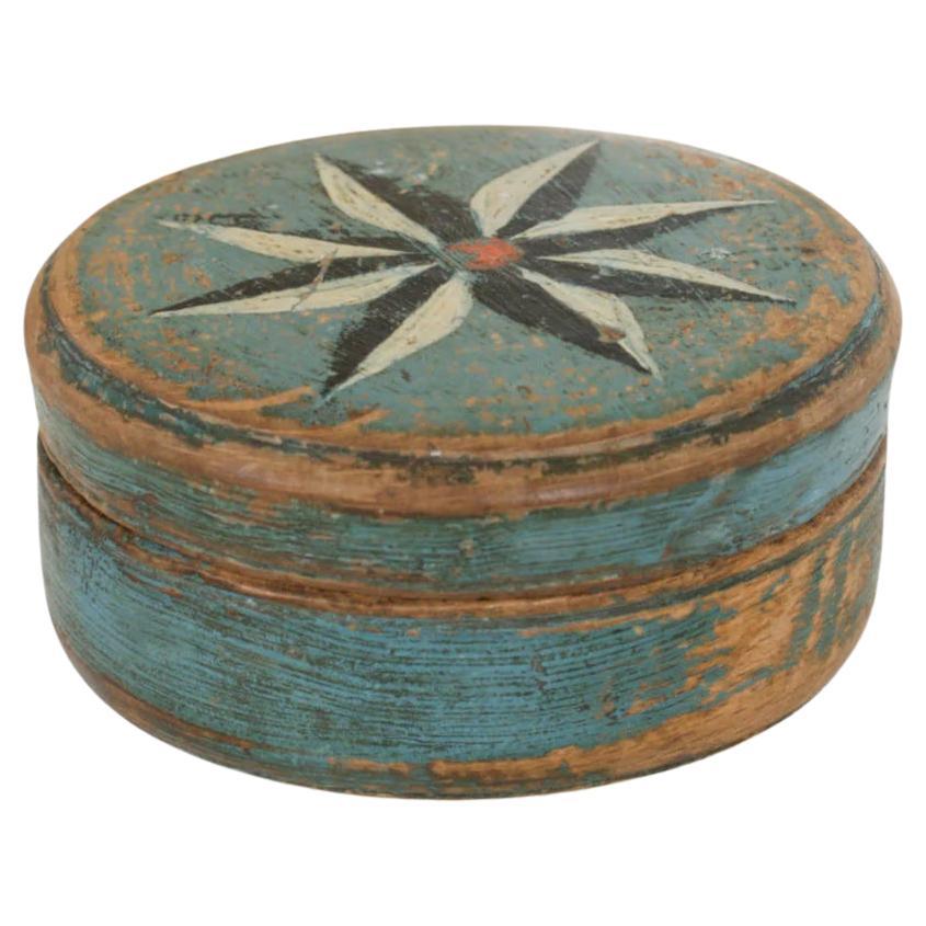 Rara caja de madera pintada original de Suecia, hacia 1810. en venta