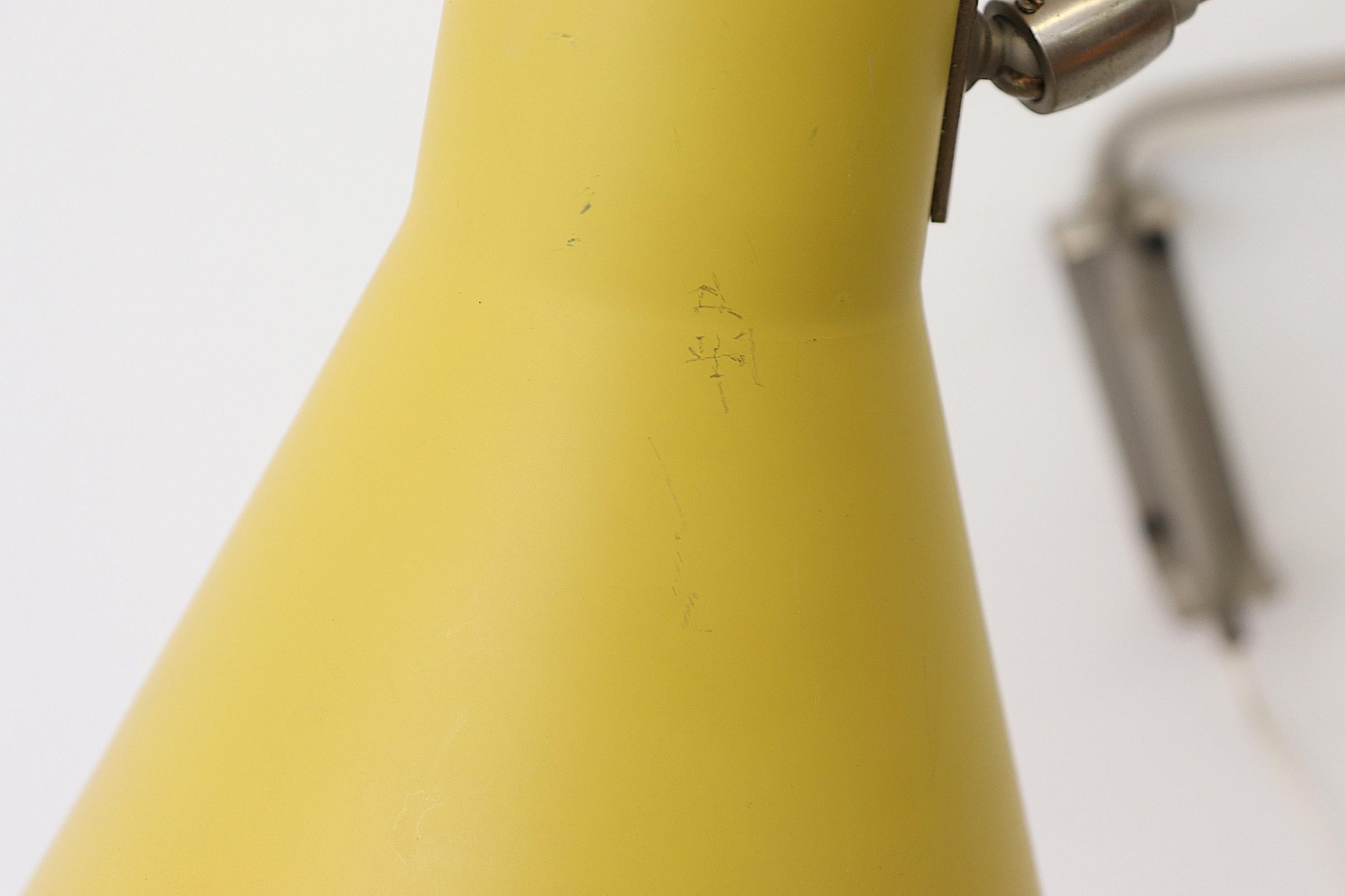 Mid-20th Century Rare Original Pale Yellow and Grey Anvia 'Paper Clip' Wall Lamp