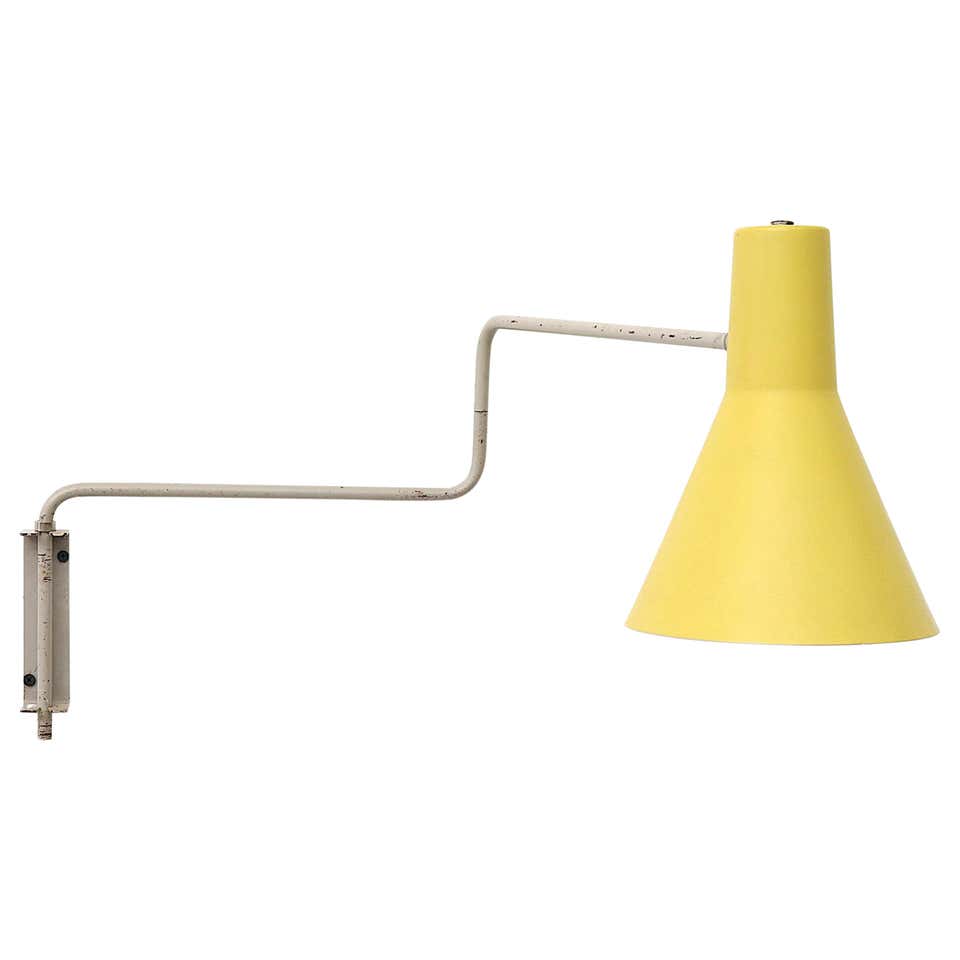 Rare Original Pale Yellow and Grey Anvia 'Paper Clip' Wall Lamp at ...