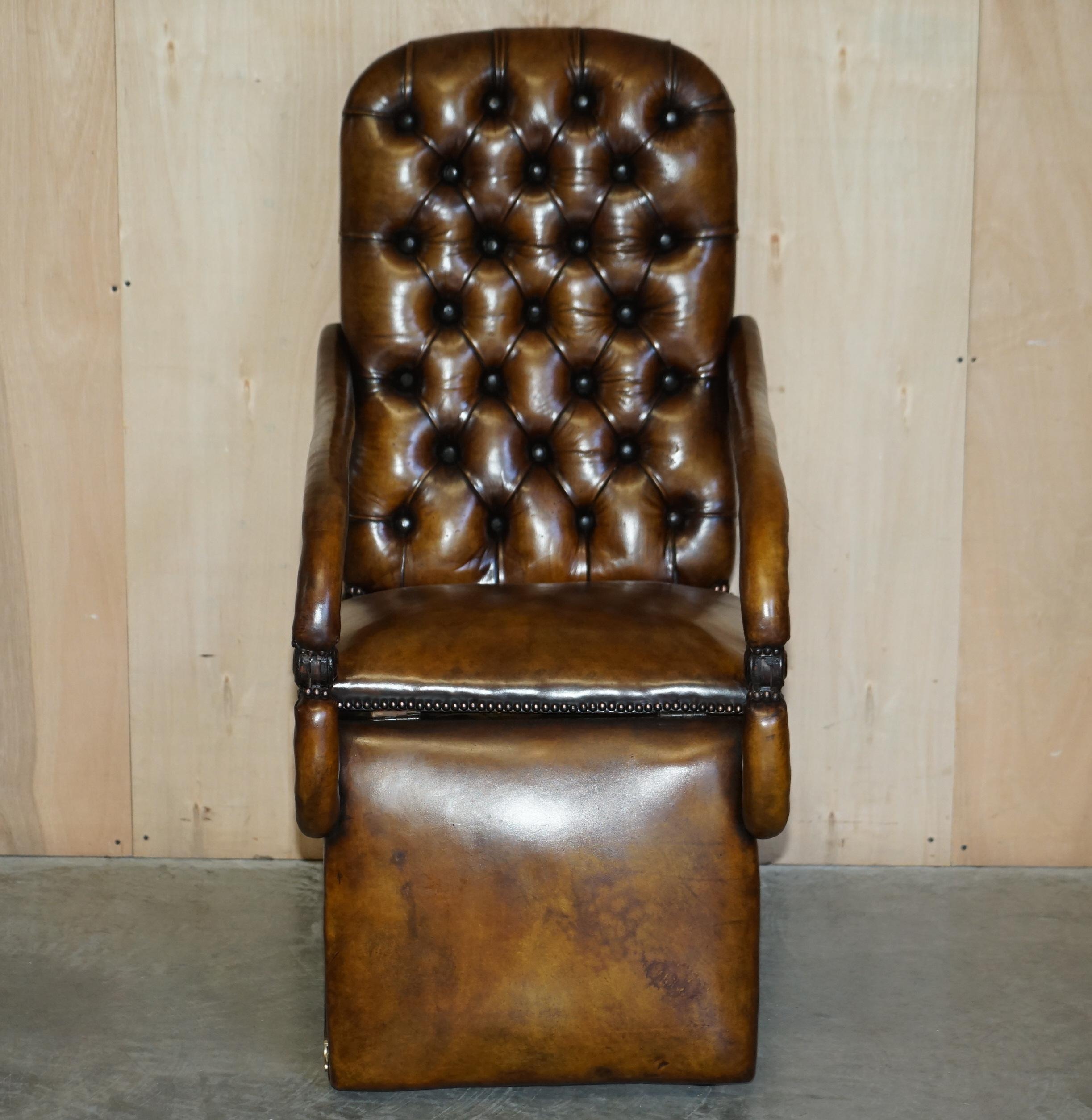 RARE ORIGINAL REGENCY X FRAMED RECLINING BROWN LEATHER CHESTERFIELD ARMCHAIr (Regency) im Angebot