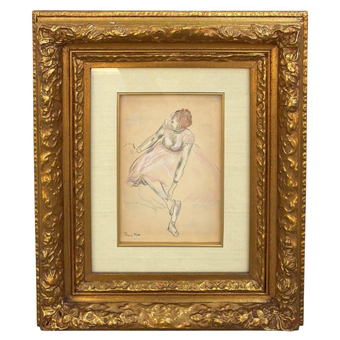 Rare Original Rene Piot Watercolor Painting of a Ballerina Joanna Carson Estate