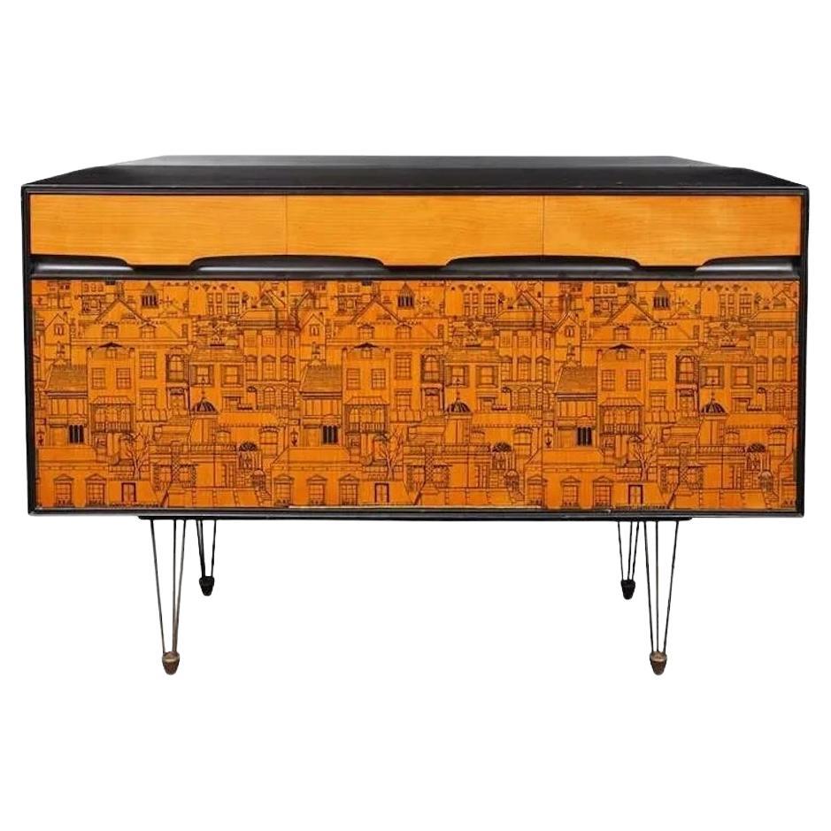Rare Original Robert & Dorothy Heritage City Scape Birch & Ebonised Wood