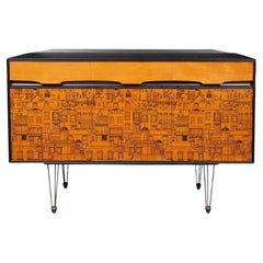 Raro original Robert & Dorothy Heritage City Scape Abedul y madera ebonizada